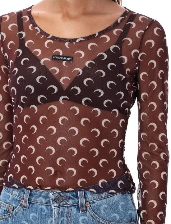 Marine Serre MARINE SERRE Women Tops WTS012A CJER0054 BR30 Brown Size S / US 4 / IT 40 - 3 Thumbnail