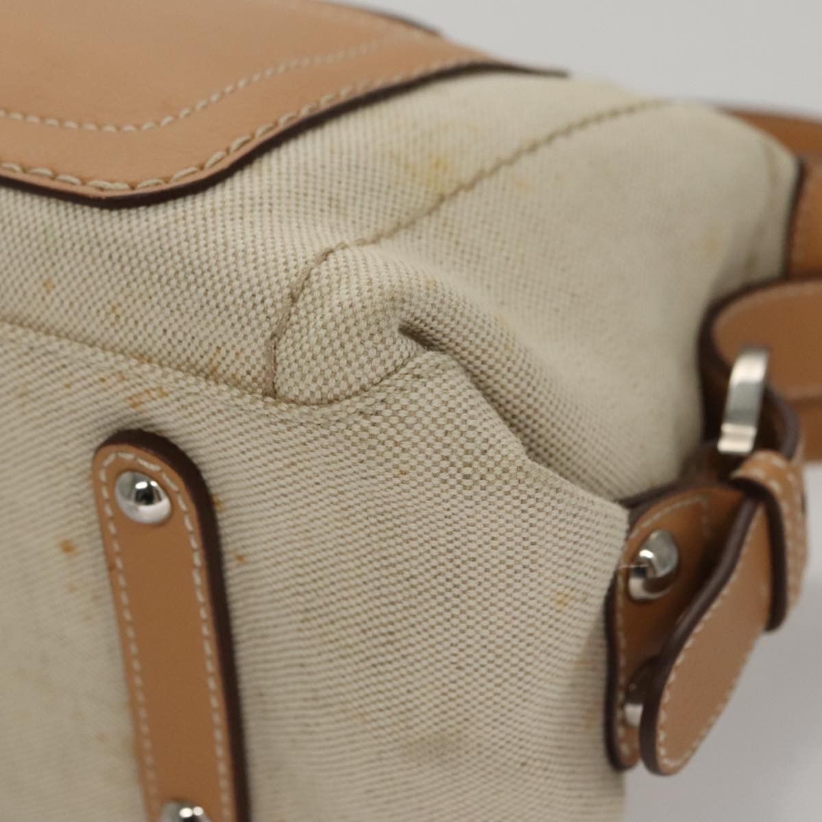 Salvatore Ferragamo Gancini Beige Canvas Shoulder Bag (Pre-Owned) Size ONE SIZE - 8 Thumbnail