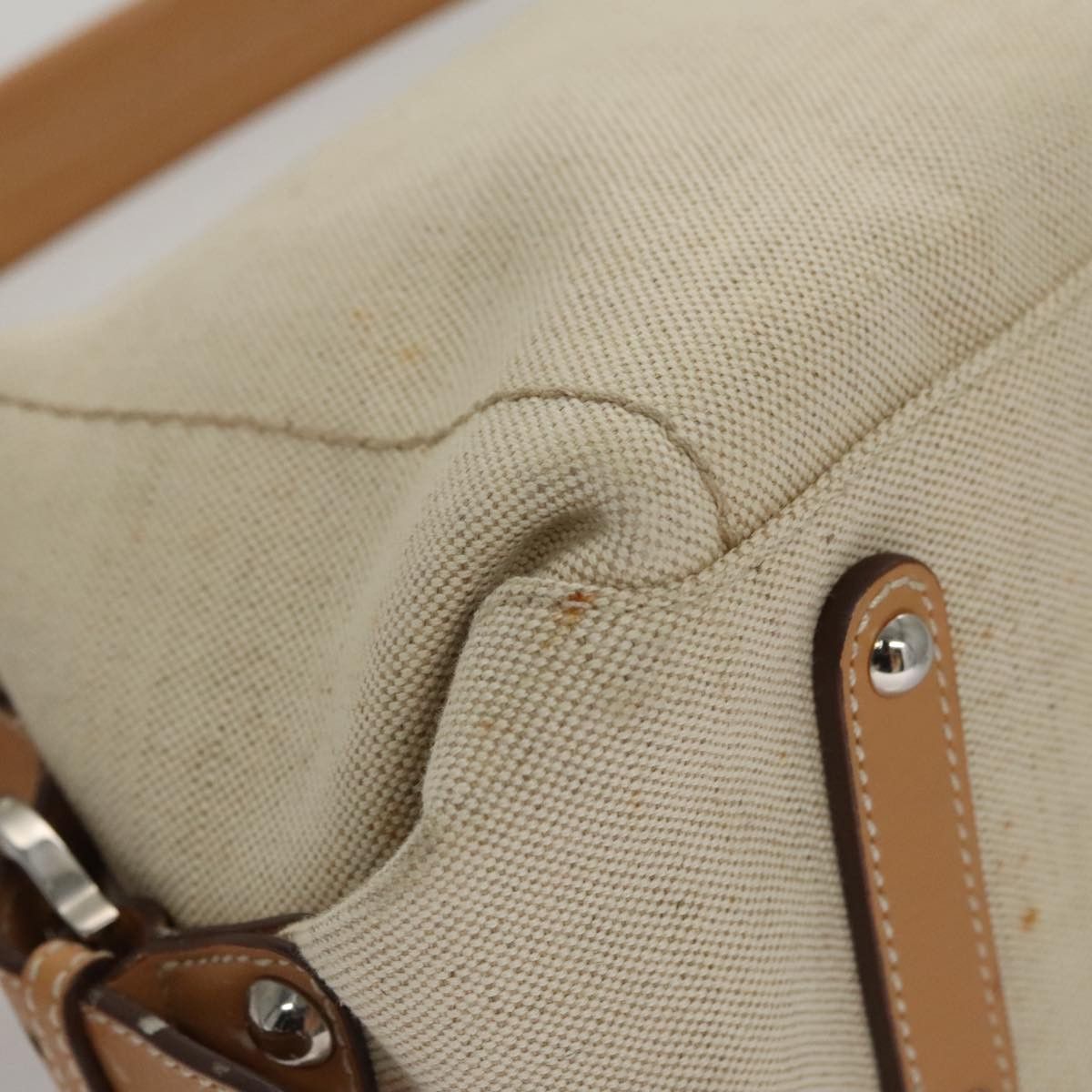 Salvatore Ferragamo Gancini Beige Canvas Shoulder Bag (Pre-Owned) Size ONE SIZE - 9 Thumbnail