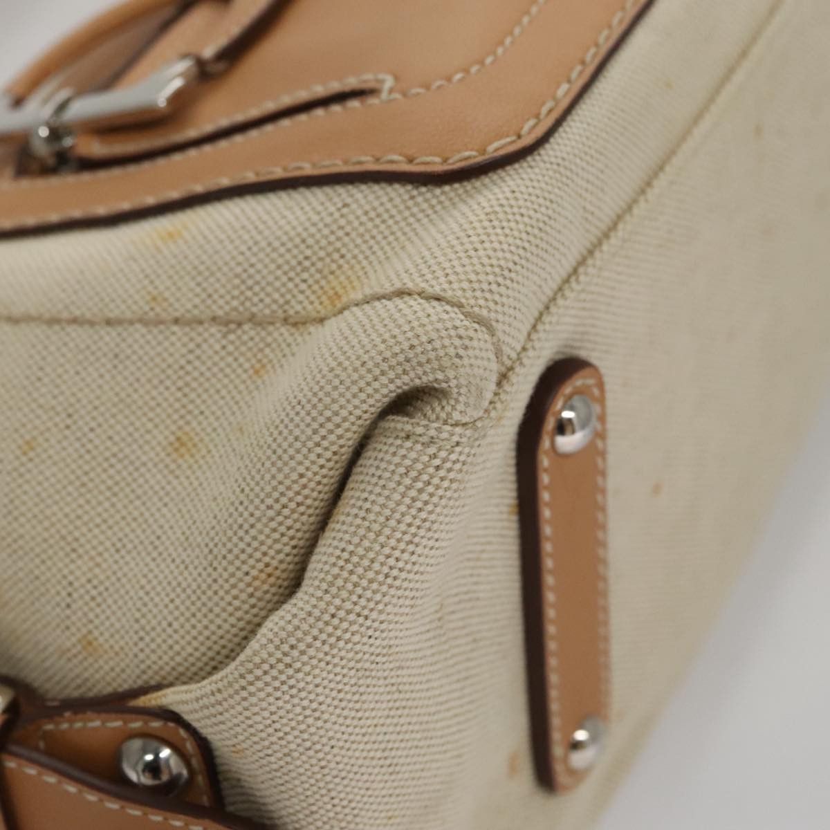 Salvatore Ferragamo Gancini Beige Canvas Shoulder Bag (Pre-Owned) Size ONE SIZE - 7 Thumbnail