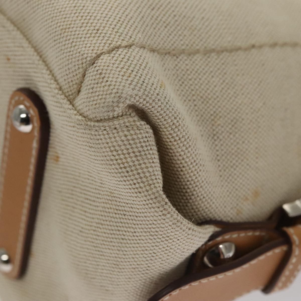 Salvatore Ferragamo Gancini Beige Canvas Shoulder Bag (Pre-Owned) Size ONE SIZE - 10 Thumbnail