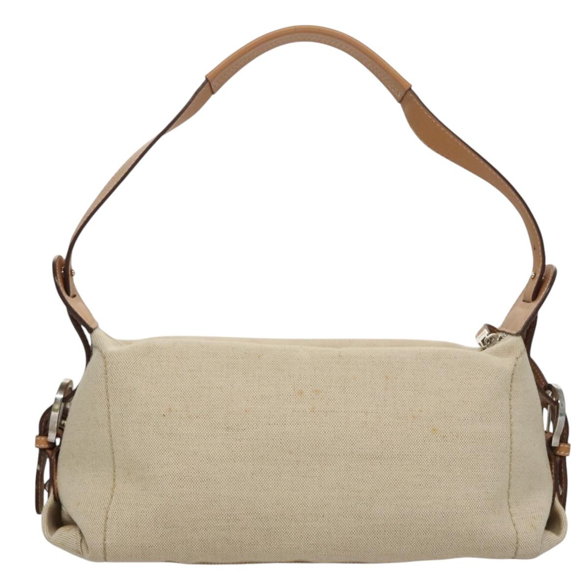 Salvatore Ferragamo Gancini Beige Canvas Shoulder Bag (Pre-Owned) Size ONE SIZE - 2 Thumbnail