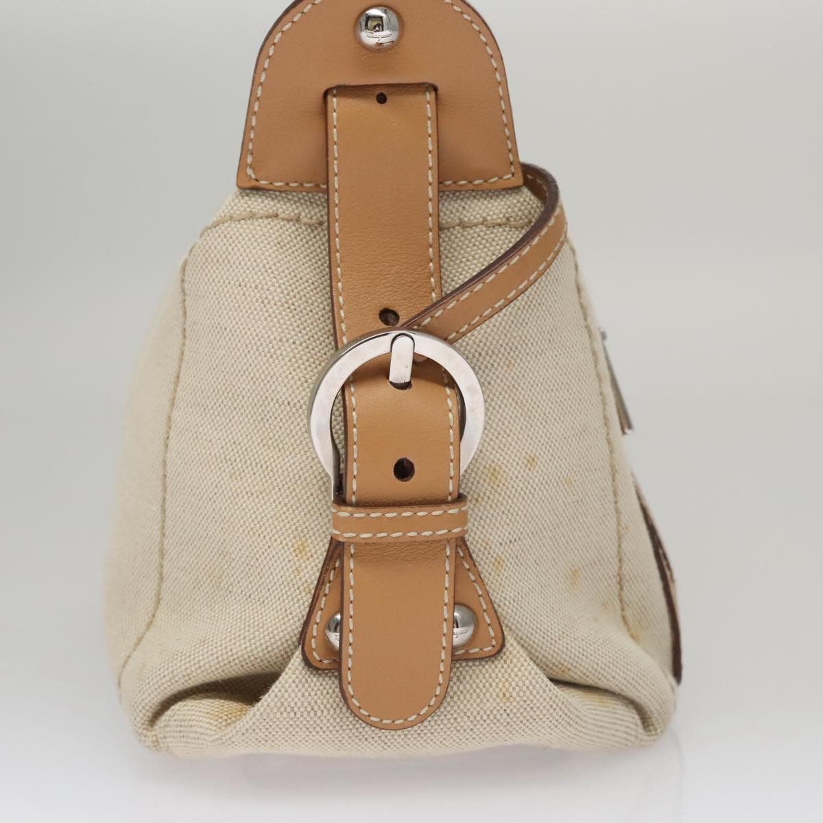 Salvatore Ferragamo Gancini Beige Canvas Shoulder Bag (Pre-Owned) Size ONE SIZE - 4 Thumbnail