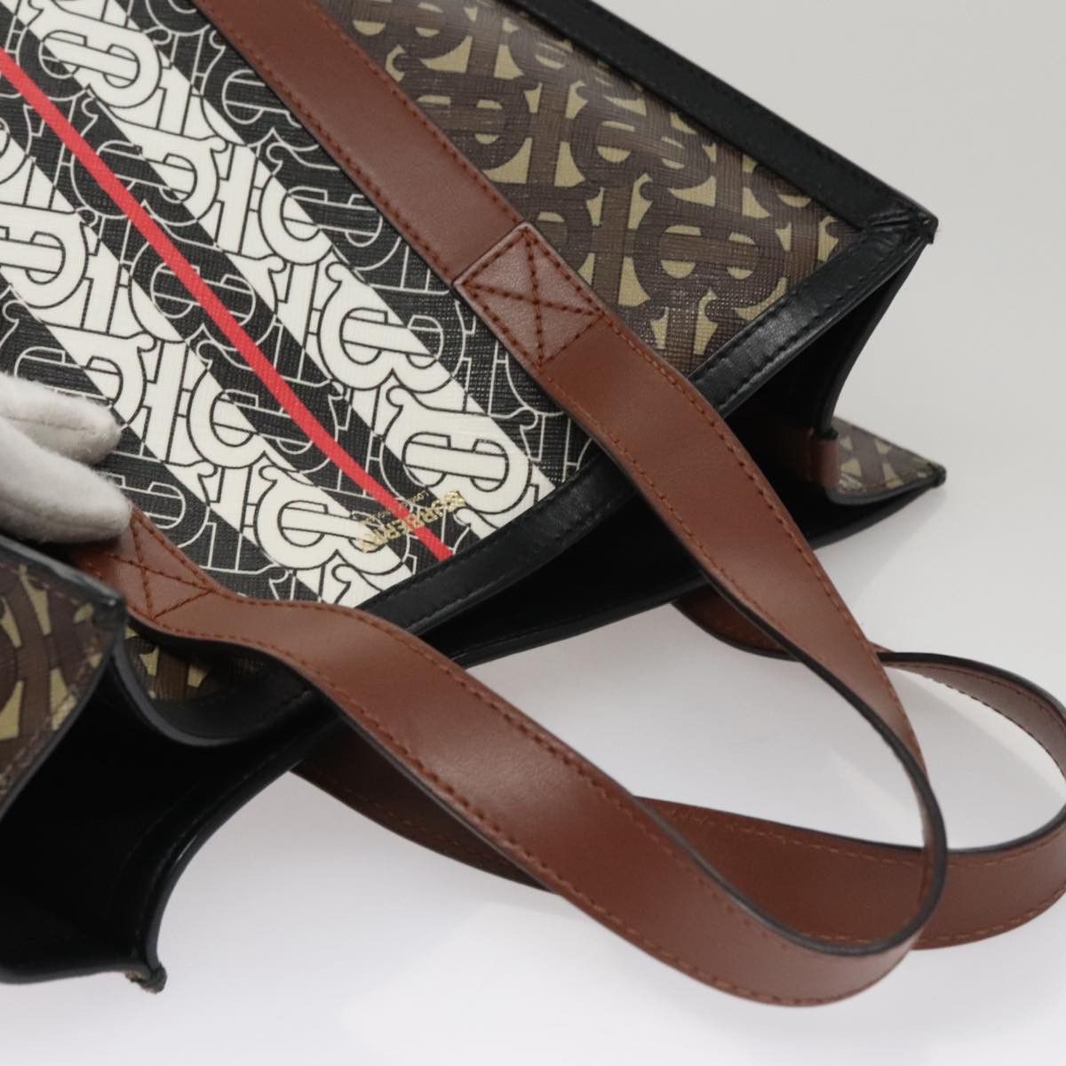 Burberry Stripe Brown Canvas Tote Bag (Pre-Owned) Size ONE SIZE - 5 Thumbnail