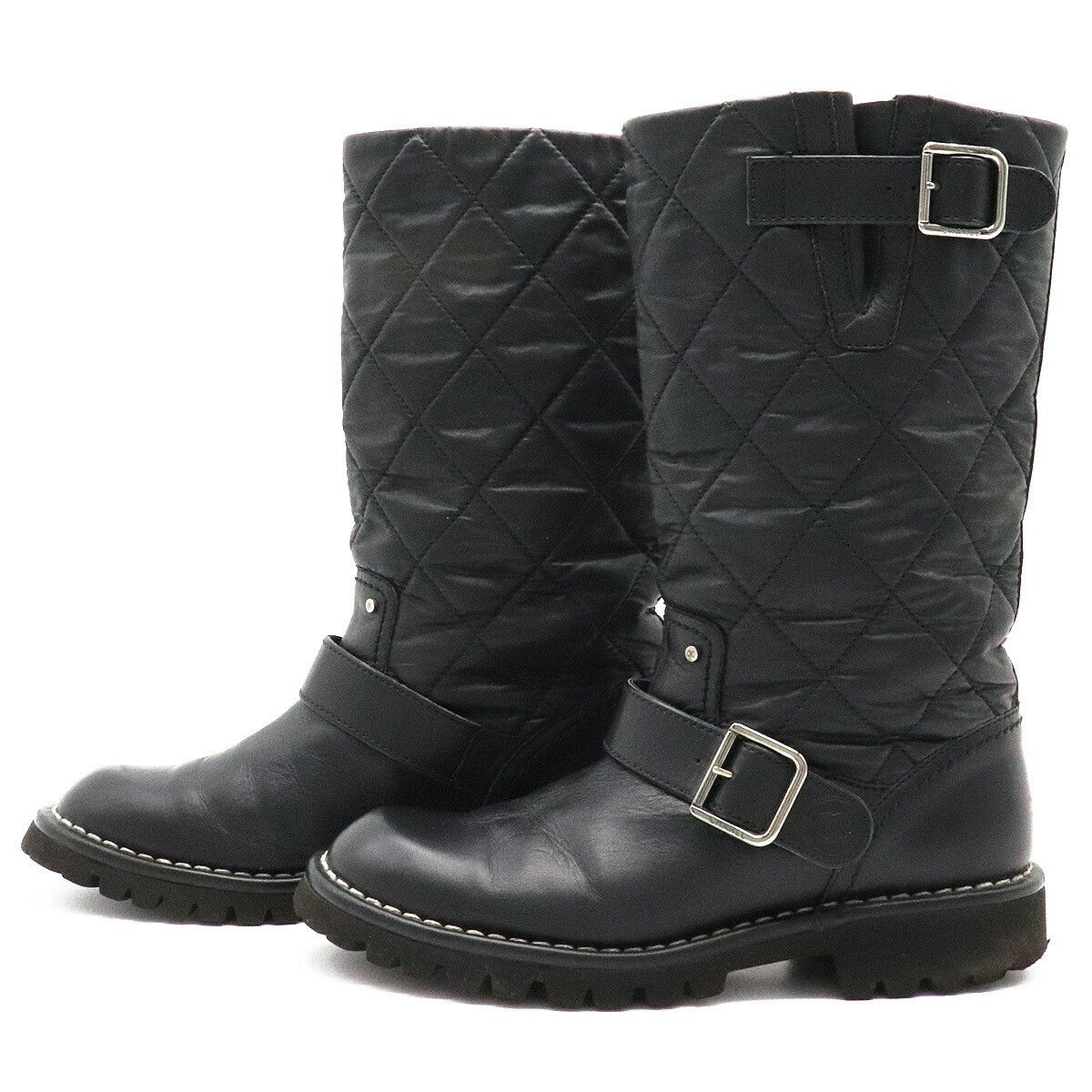 Chanel Chanel Chanel Matelasse Leather Coco Mark Engineer Boots Leather Shoes Size ONE SIZE - 2 Thumbnail