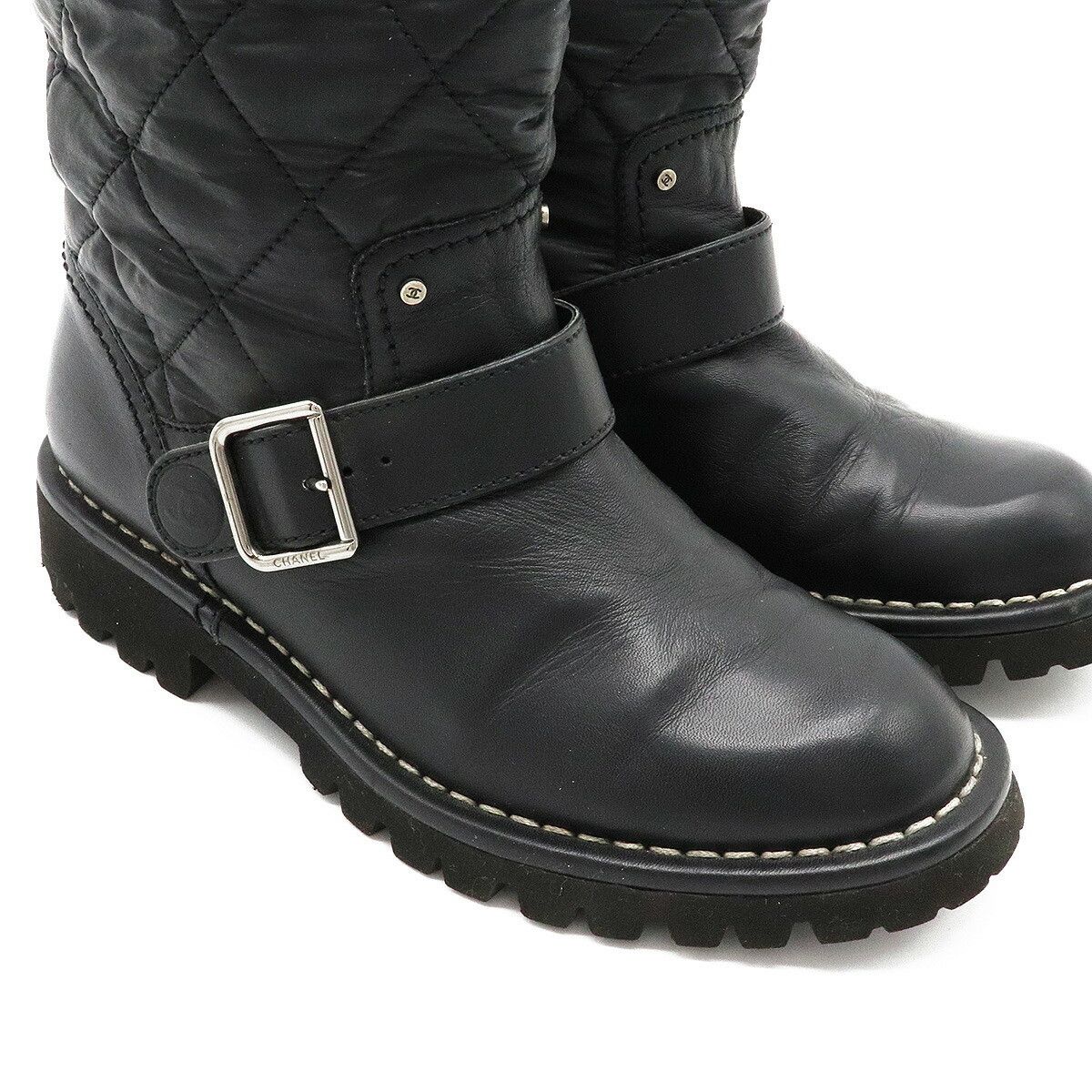 Chanel Chanel Chanel Matelasse Leather Coco Mark Engineer Boots Leather Shoes Size ONE SIZE - 5 Thumbnail
