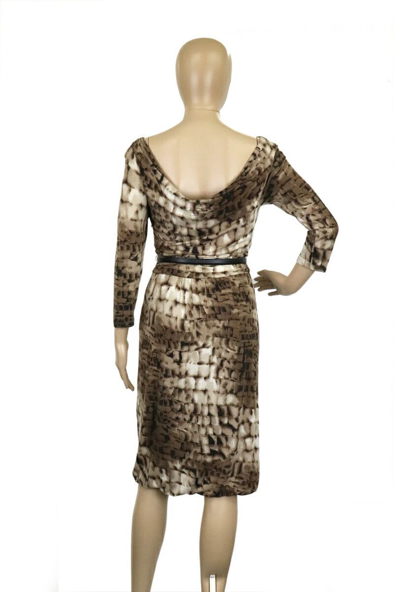 Max Mara MaxMara Max Mara Rayon Wool Stretch Dress with Belt Multicolor Others Dresses DUTY FREE for USA Size ONE SIZE - 2 Thumbnail