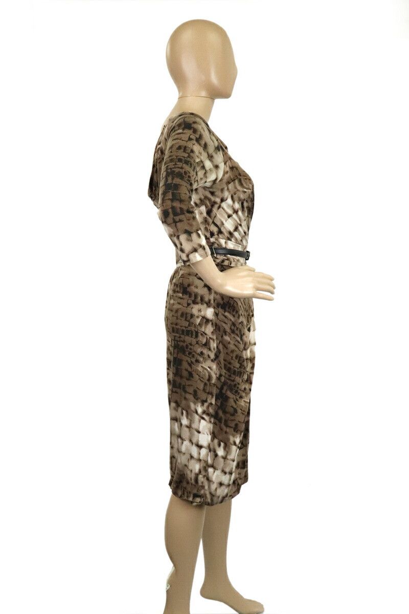 Max Mara MaxMara Max Mara Rayon Wool Stretch Dress with Belt Multicolor Others Dresses DUTY FREE for USA Size ONE SIZE - 3 Thumbnail