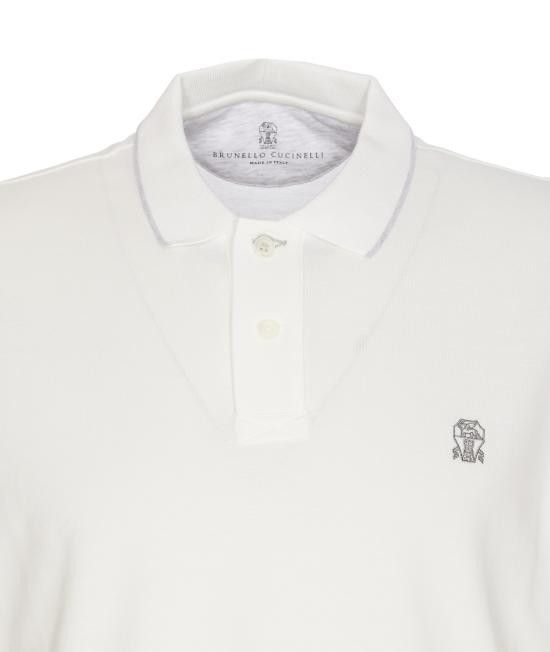 Brunello Cucinelli BRUNELLO CUCINELLI Men Polo Shirts ME8549779G CC984 White Size US XXL / EU 58 / 5 - 4 Thumbnail