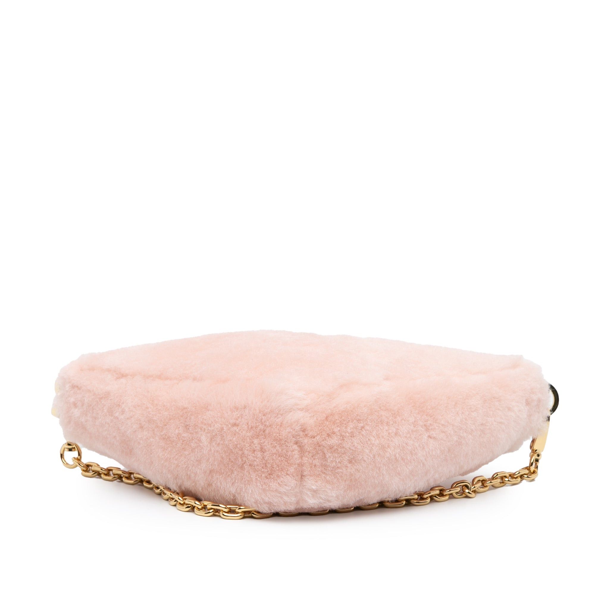 Prada Prada Mini Shearling Triangle Satchel Pink Size ONE SIZE - 3 Thumbnail