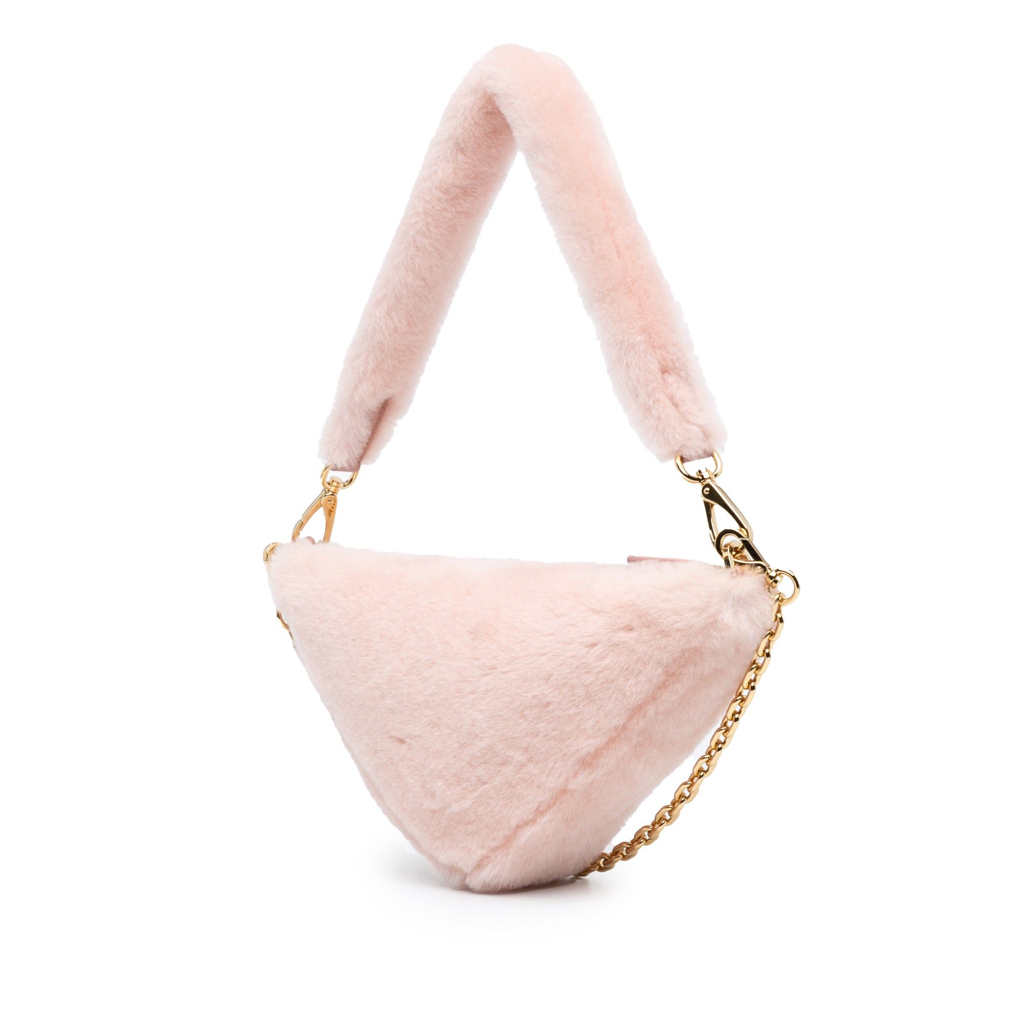 Prada Prada Mini Shearling Triangle Satchel Pink Size ONE SIZE - 2 Thumbnail