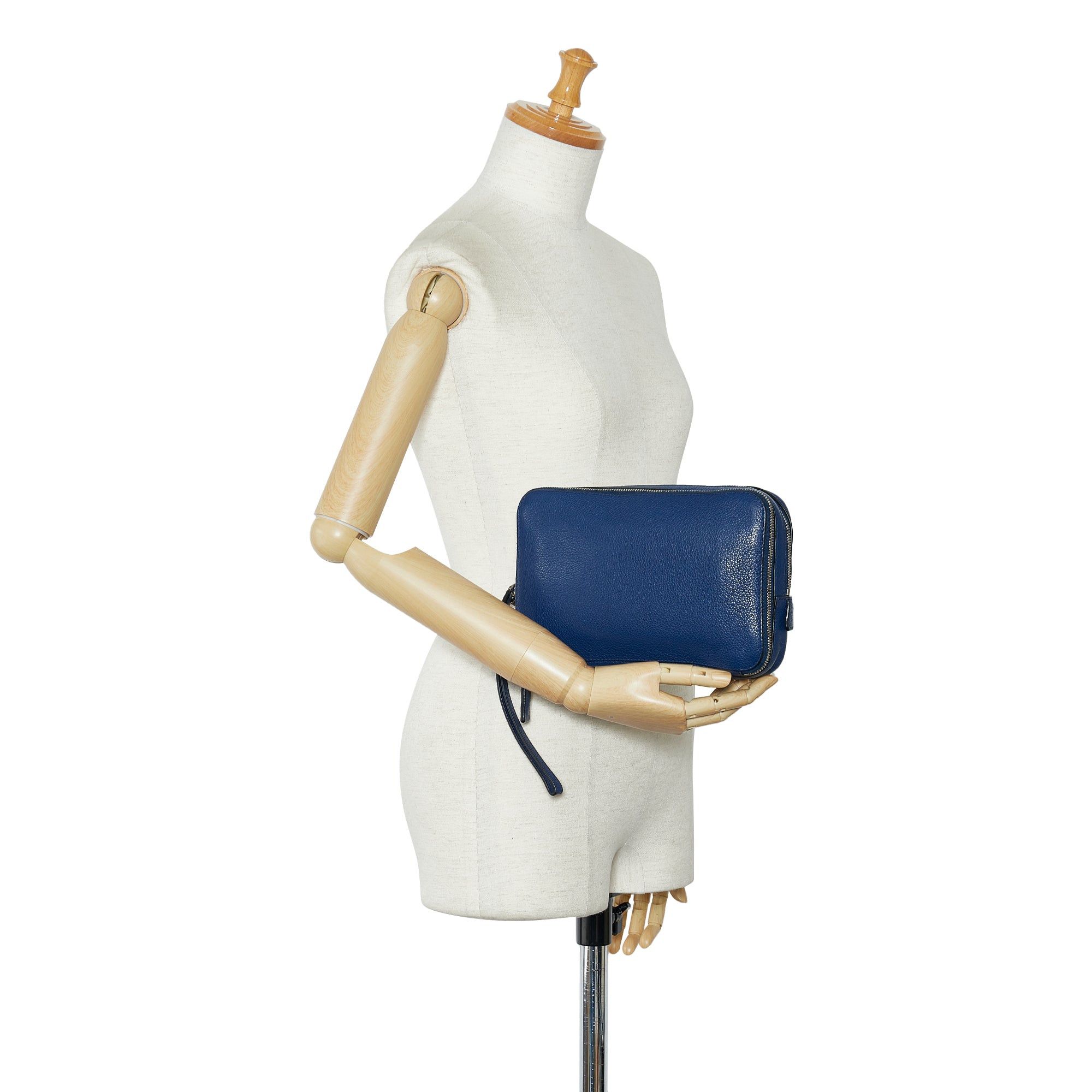 Prada Prada Vitello Daino Clutch Bag Blue Size ONE SIZE - 12 Thumbnail