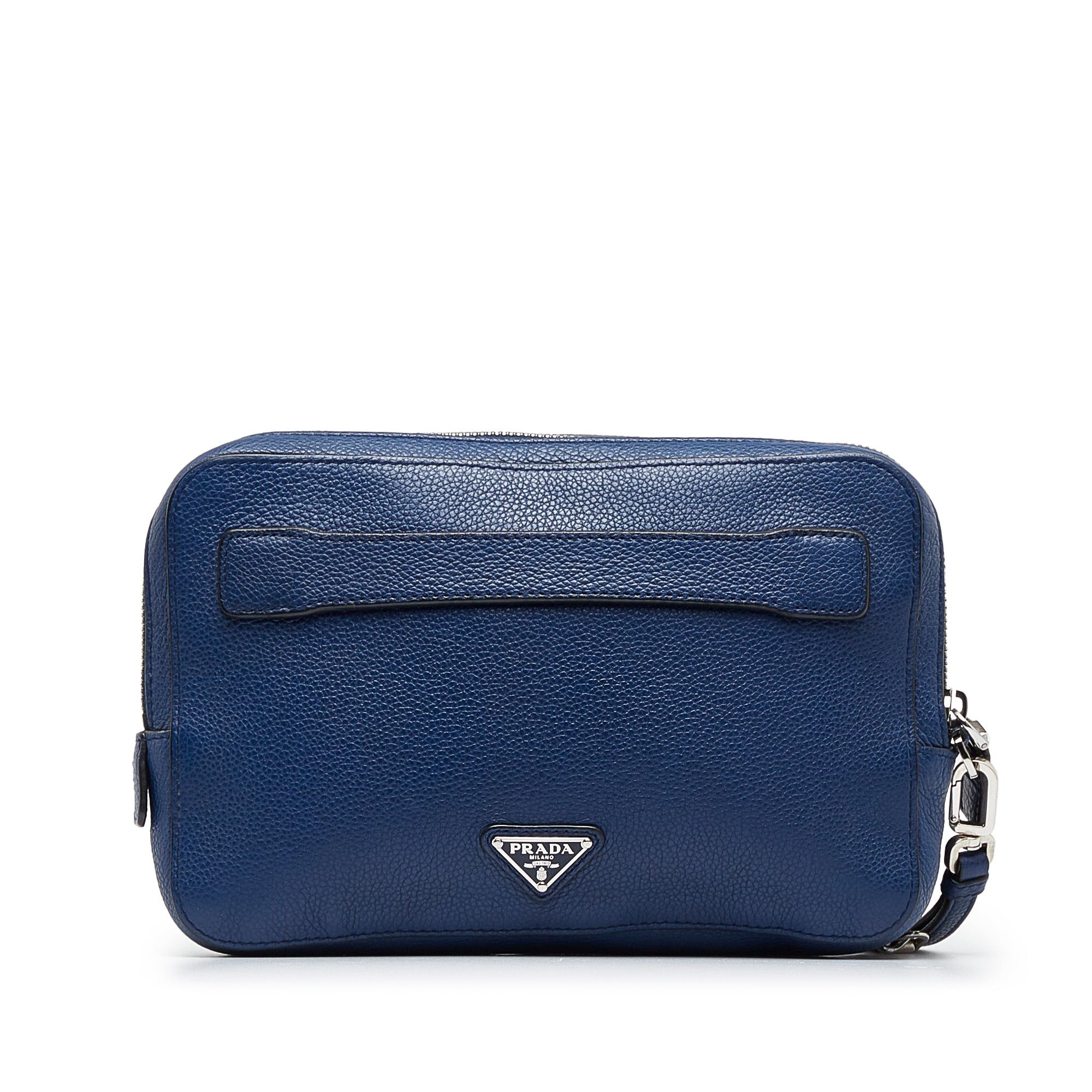 Prada Prada Vitello Daino Clutch Bag Blue Size ONE SIZE - 3 Thumbnail
