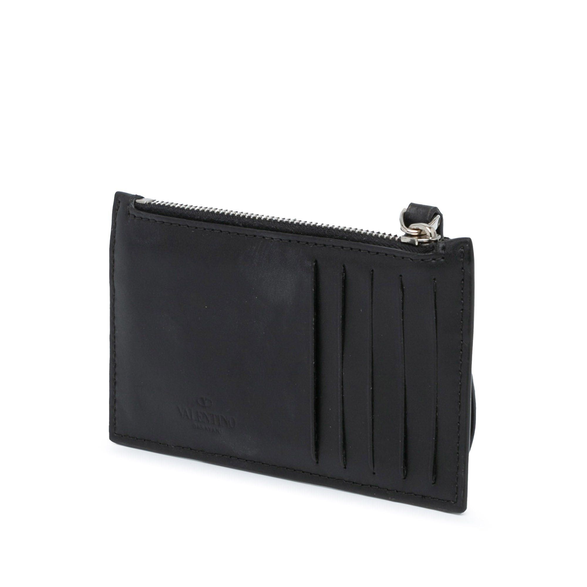 Valentino Valentino Leather VLTN Zip Card Holder Black Size ONE SIZE - 2 Thumbnail