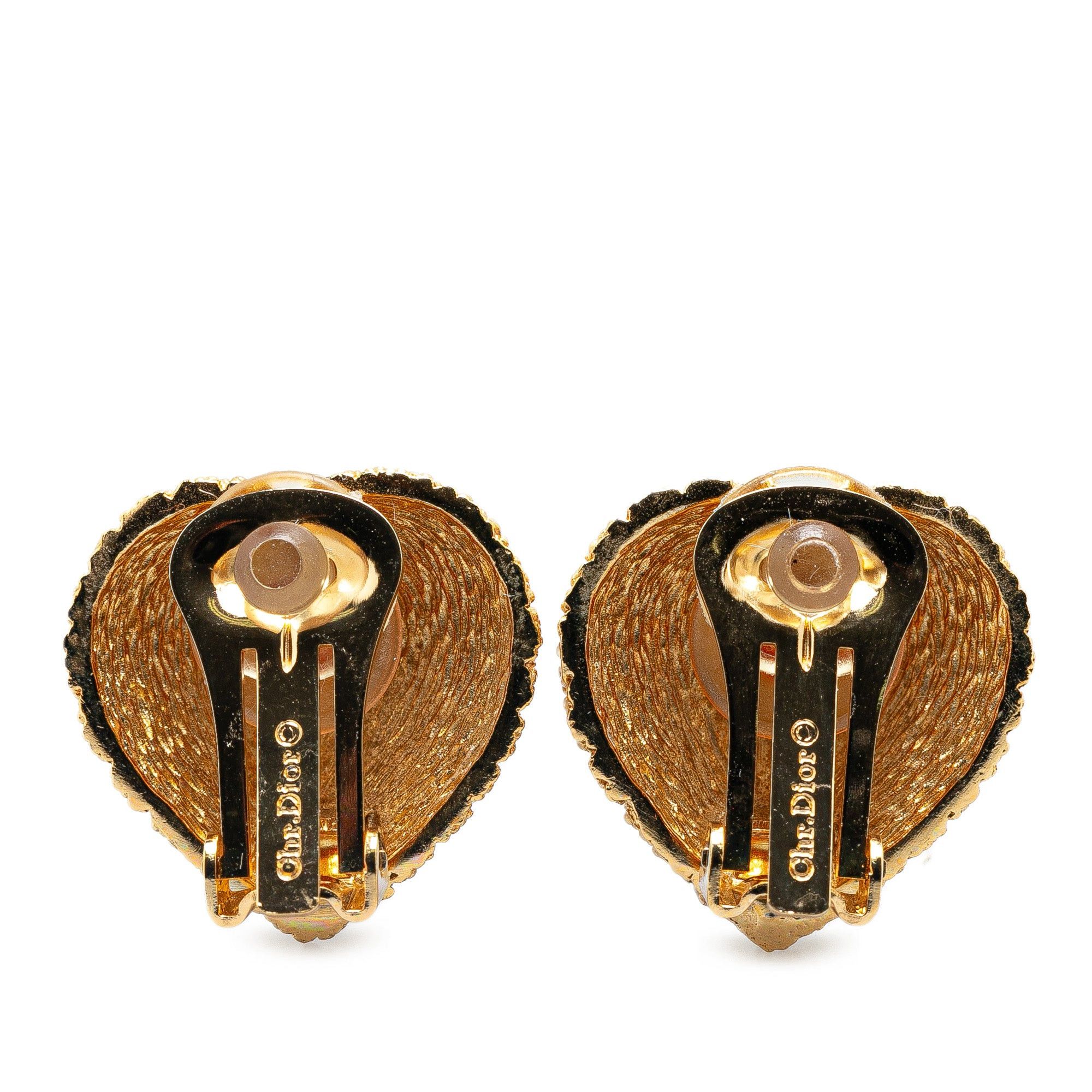 Dior Dior Gold Plated Heart Logo Clip on Earrings Gold Size ONE SIZE - 2 Thumbnail