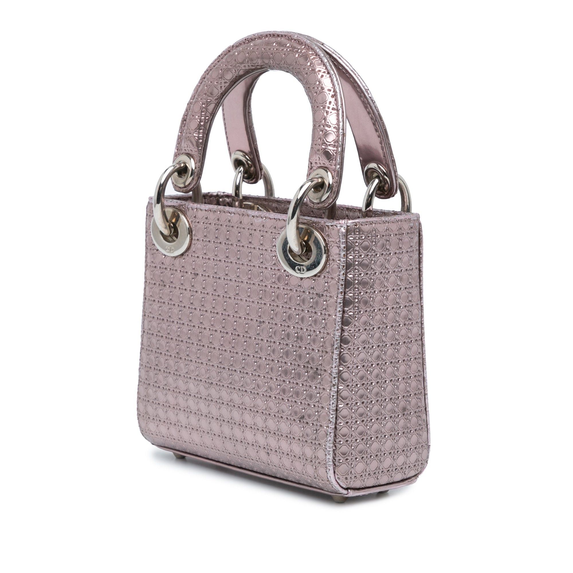 Dior Dior Mini Metallic Patent Microcannage Lady Dior Pink Size ONE SIZE - 2 Thumbnail