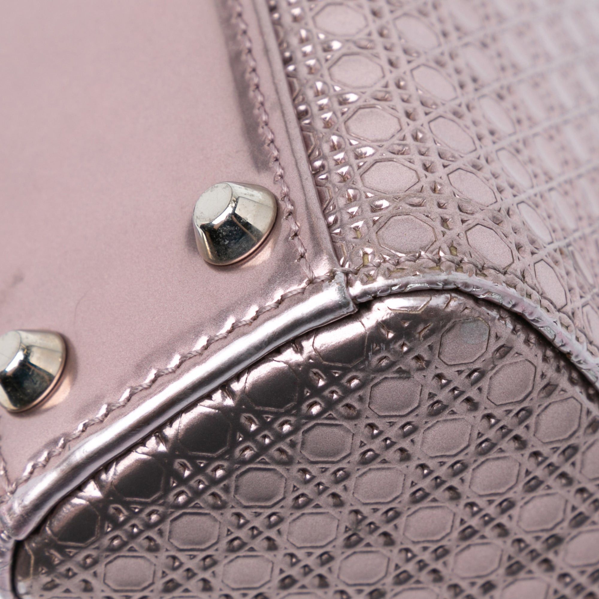 Dior Dior Mini Metallic Patent Microcannage Lady Dior Pink Size ONE SIZE - 8 Thumbnail