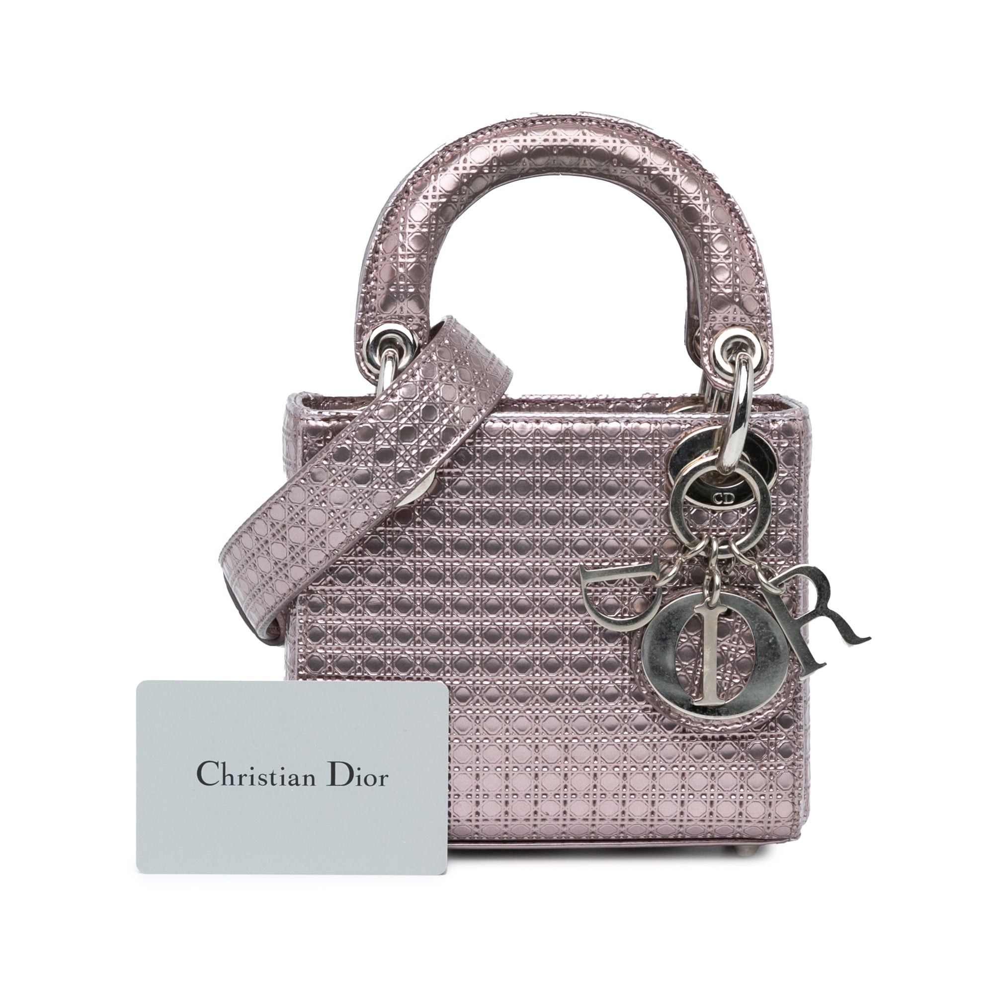 Dior Dior Mini Metallic Patent Microcannage Lady Dior Pink Size ONE SIZE - 11 Thumbnail