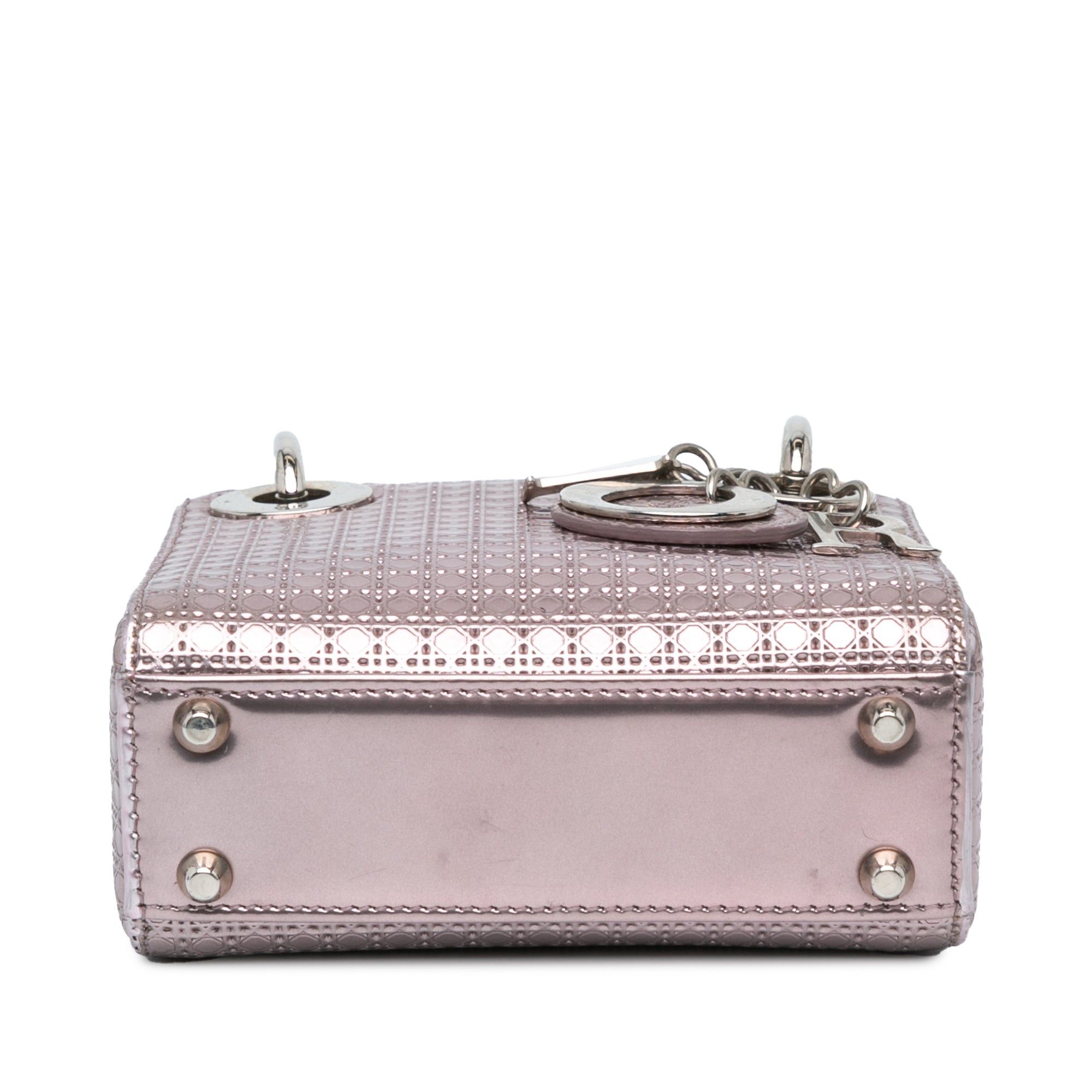 Dior Dior Mini Metallic Patent Microcannage Lady Dior Pink Size ONE SIZE - 3 Thumbnail