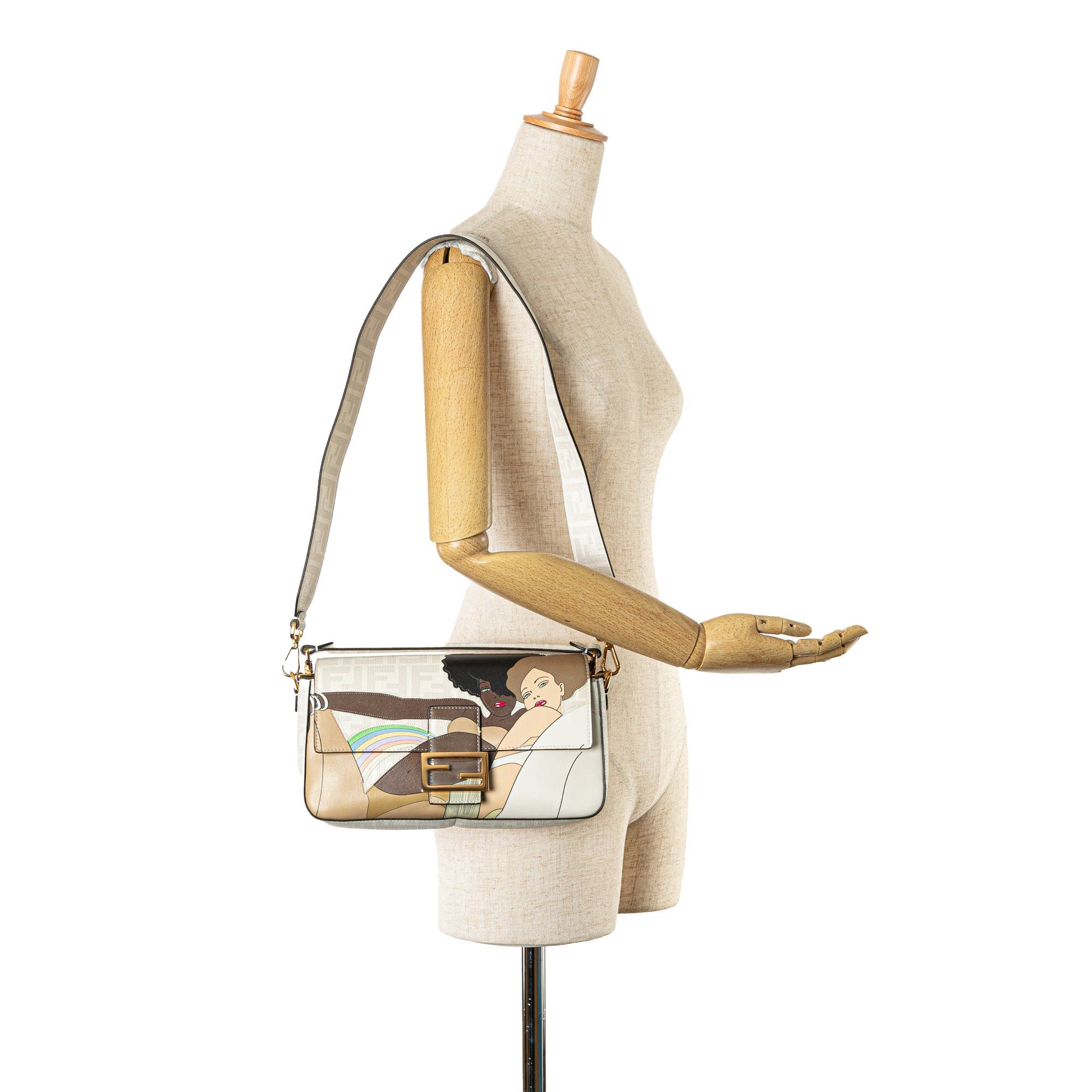 Fendi Fendi Zucca Graphic Print Coated Canvas Bikini Girls Baguette Satchel White Size ONE SIZE - 10 Thumbnail