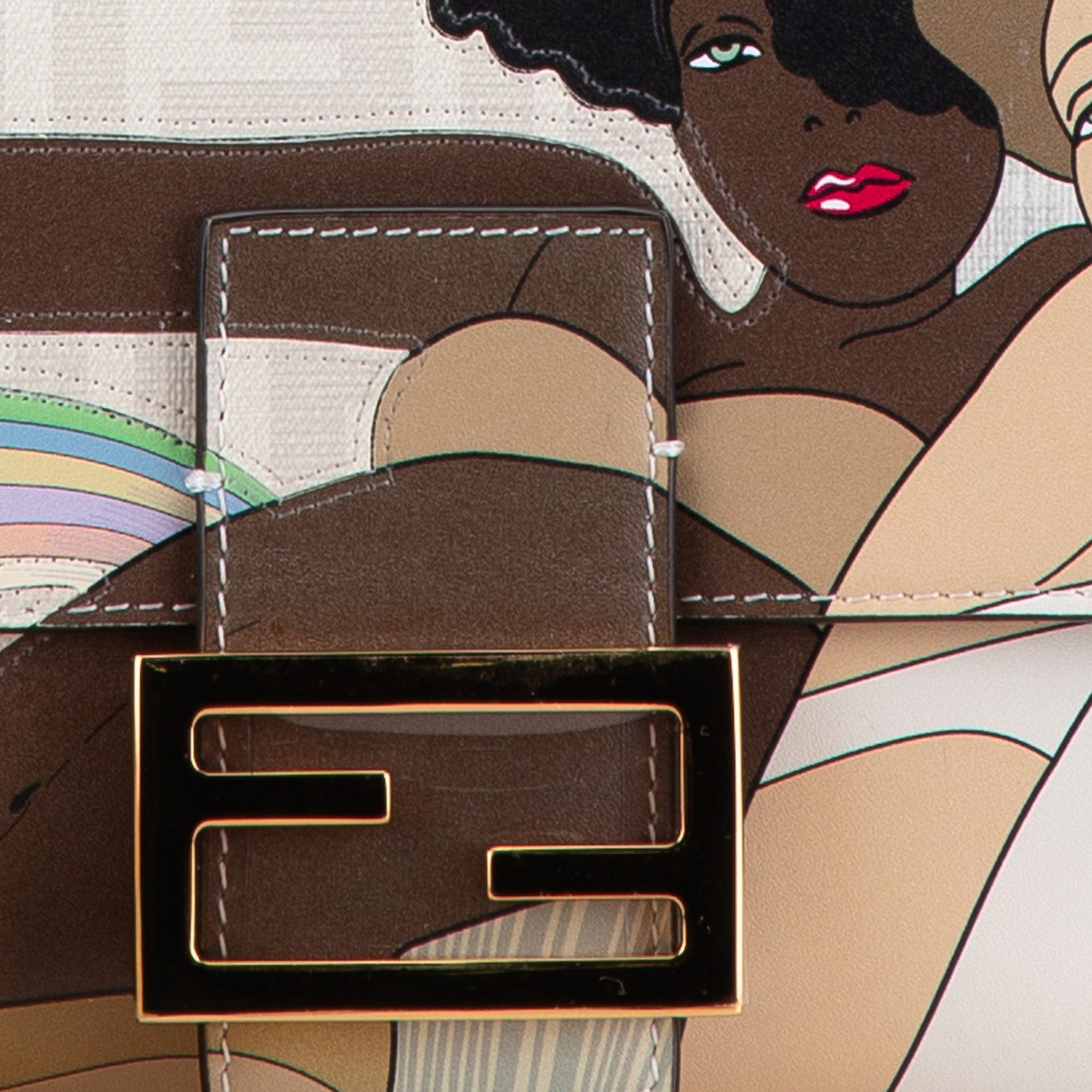Fendi Fendi Zucca Graphic Print Coated Canvas Bikini Girls Baguette Satchel White Size ONE SIZE - 7 Thumbnail