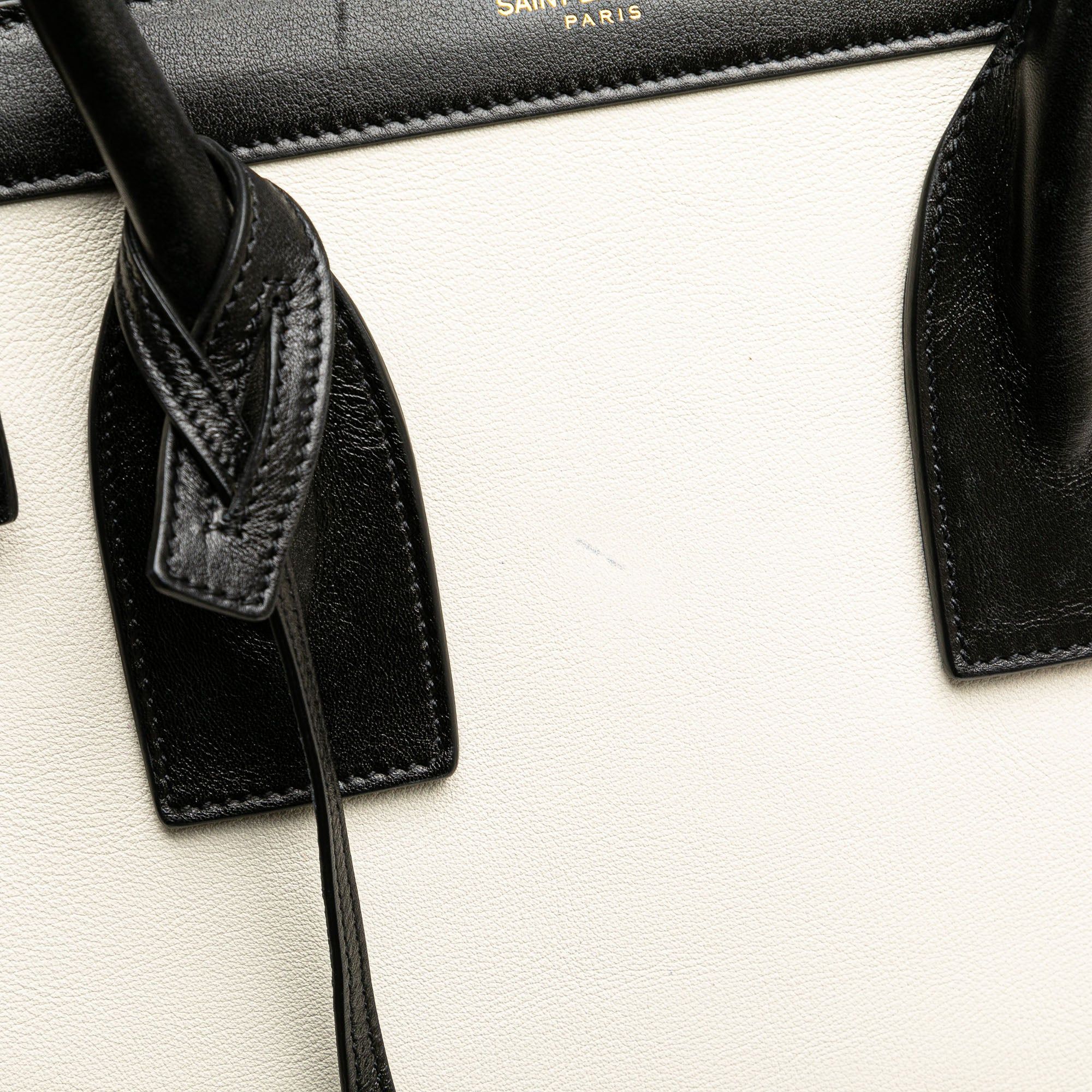 Saint Laurent Paris Saint Laurent Small Bicolor Leather Sac de Jour Satchel White Size ONE SIZE - 8 Thumbnail