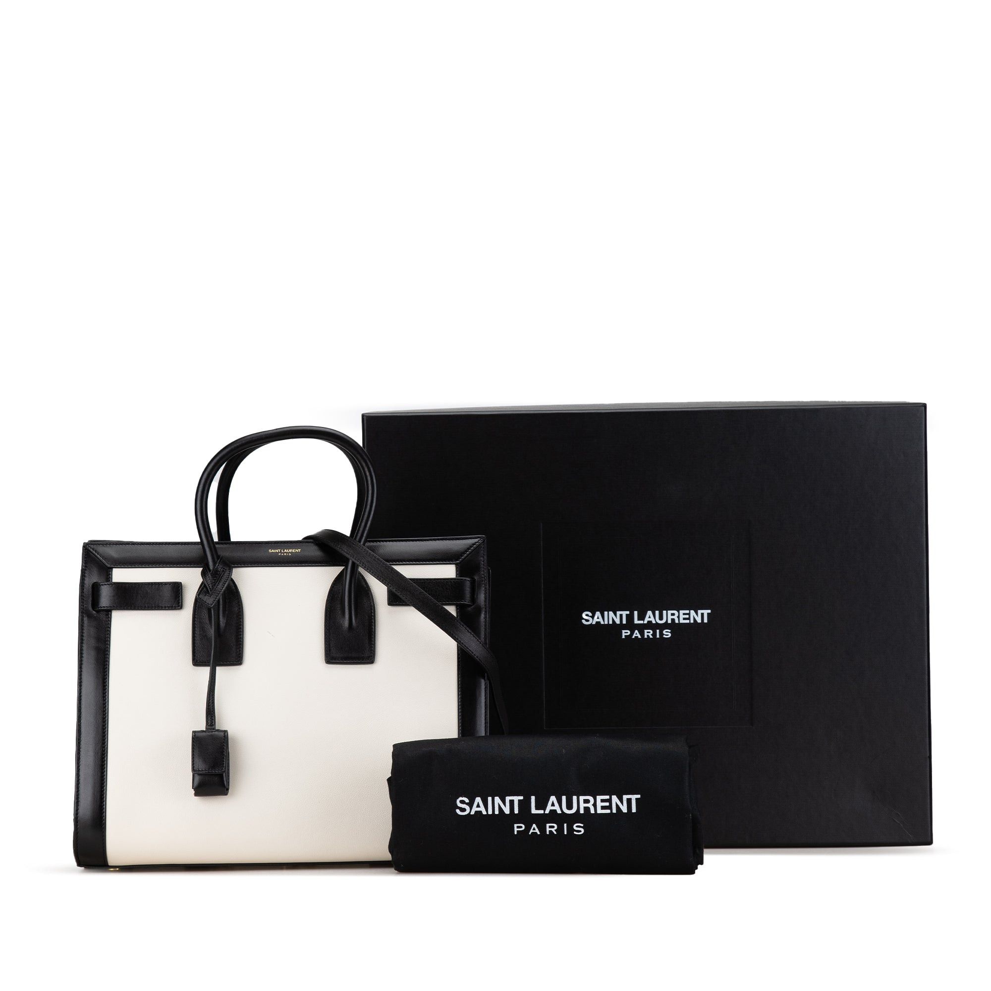 Saint Laurent Paris Saint Laurent Small Bicolor Leather Sac de Jour Satchel White Size ONE SIZE - 11 Thumbnail