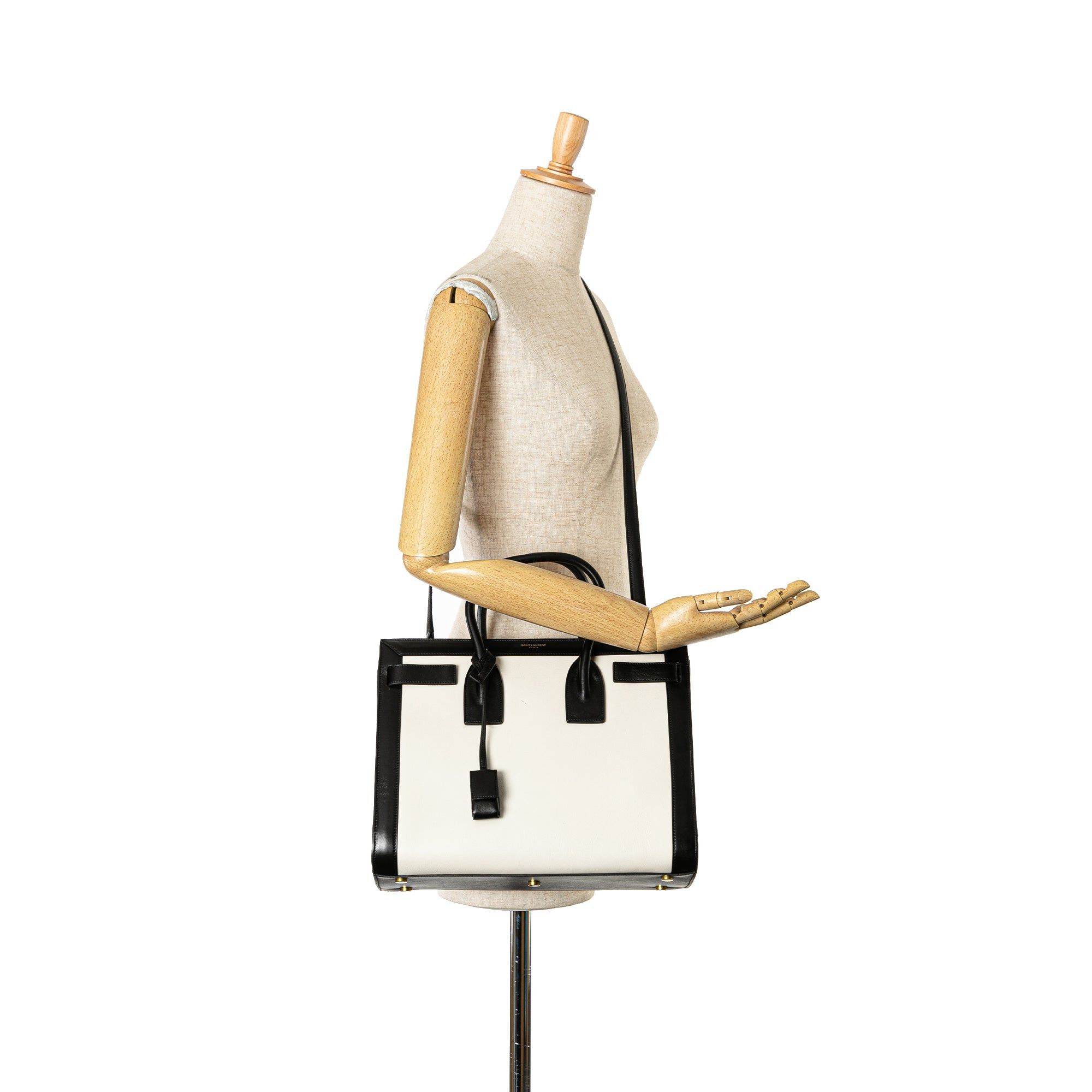 Saint Laurent Paris Saint Laurent Small Bicolor Leather Sac de Jour Satchel White Size ONE SIZE - 10 Thumbnail