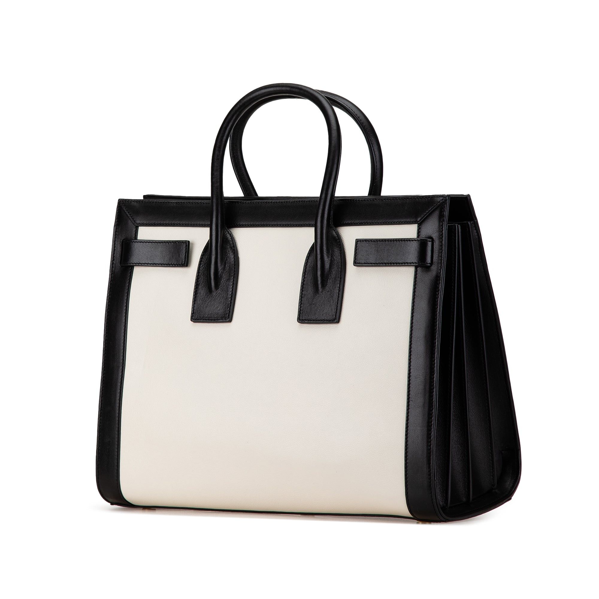 Saint Laurent Paris Saint Laurent Small Bicolor Leather Sac de Jour Satchel White Size ONE SIZE - 2 Thumbnail