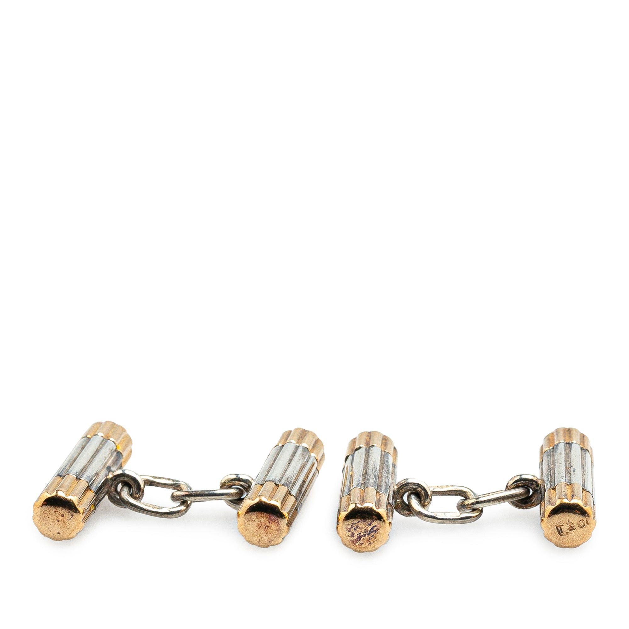 Tiffany & Co. Tiffany Silver and 18K Yellow Gold Double Bar Chain Cufflinks Silver Size ONE SIZE - 2 Thumbnail