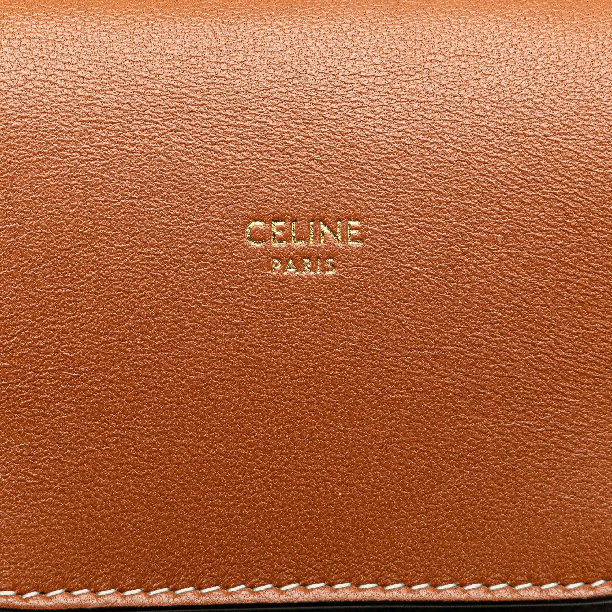 Celine Celine Triomphe Coated Canvas and Lambskin Phone Pouch with Flap Brown Size ONE SIZE - 5 Thumbnail
