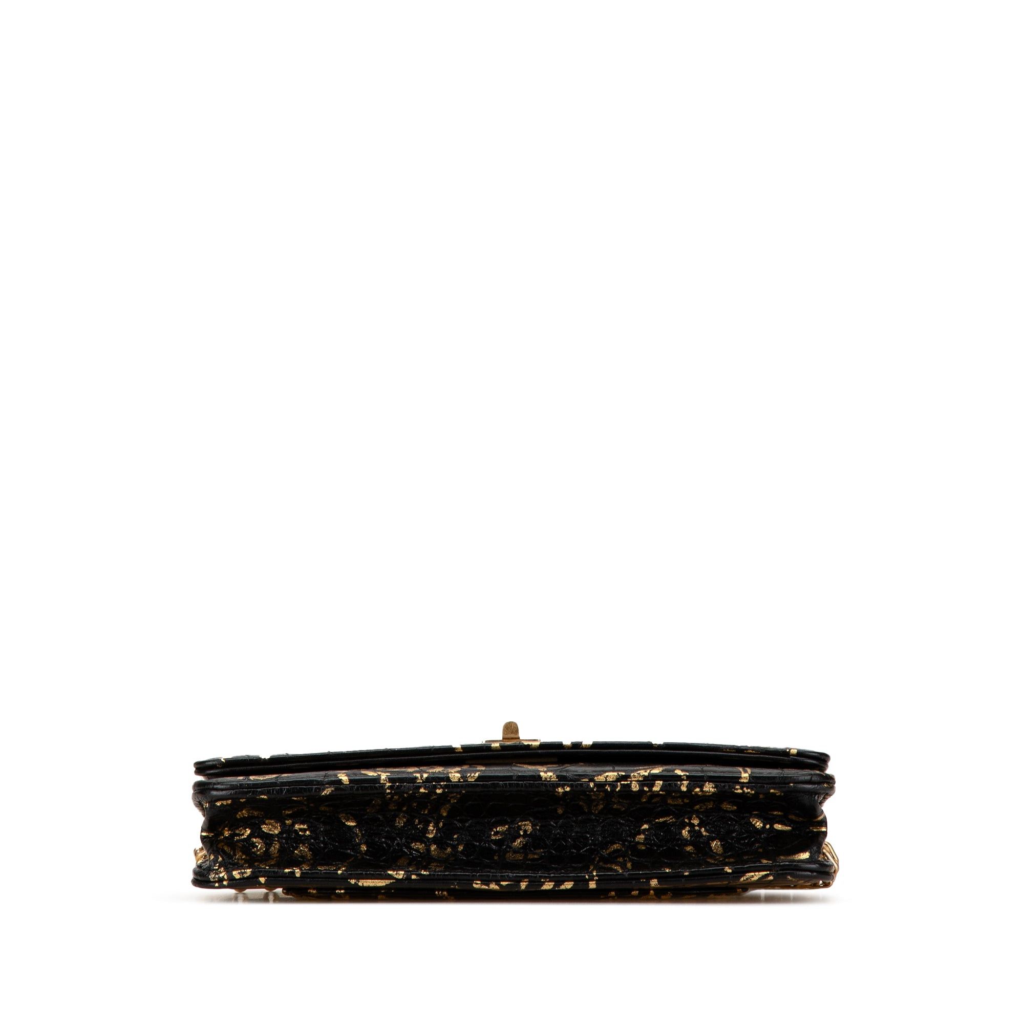 Chanel Chanel Calfskin Crocodile Embossed Graffiti 2.55 Cocodile Reissue Wallet On Chain Black Size ONE SIZE - 3 Thumbnail