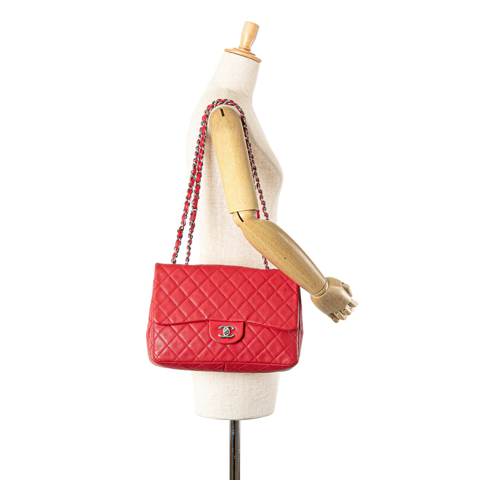 Chanel Chanel Jumbo Classic Caviar Single Flap Red Size ONE SIZE - 7 Thumbnail