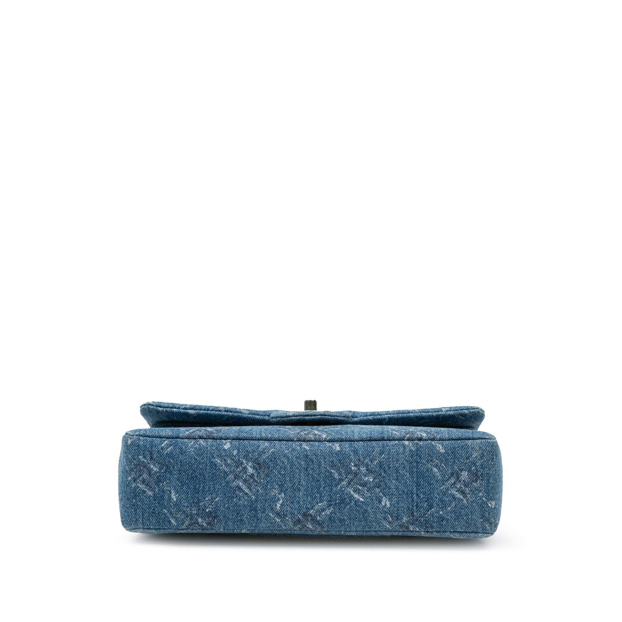 Chanel Chanel Medium Classic Printed Denim Double Flap Blue Size ONE SIZE - 3 Thumbnail