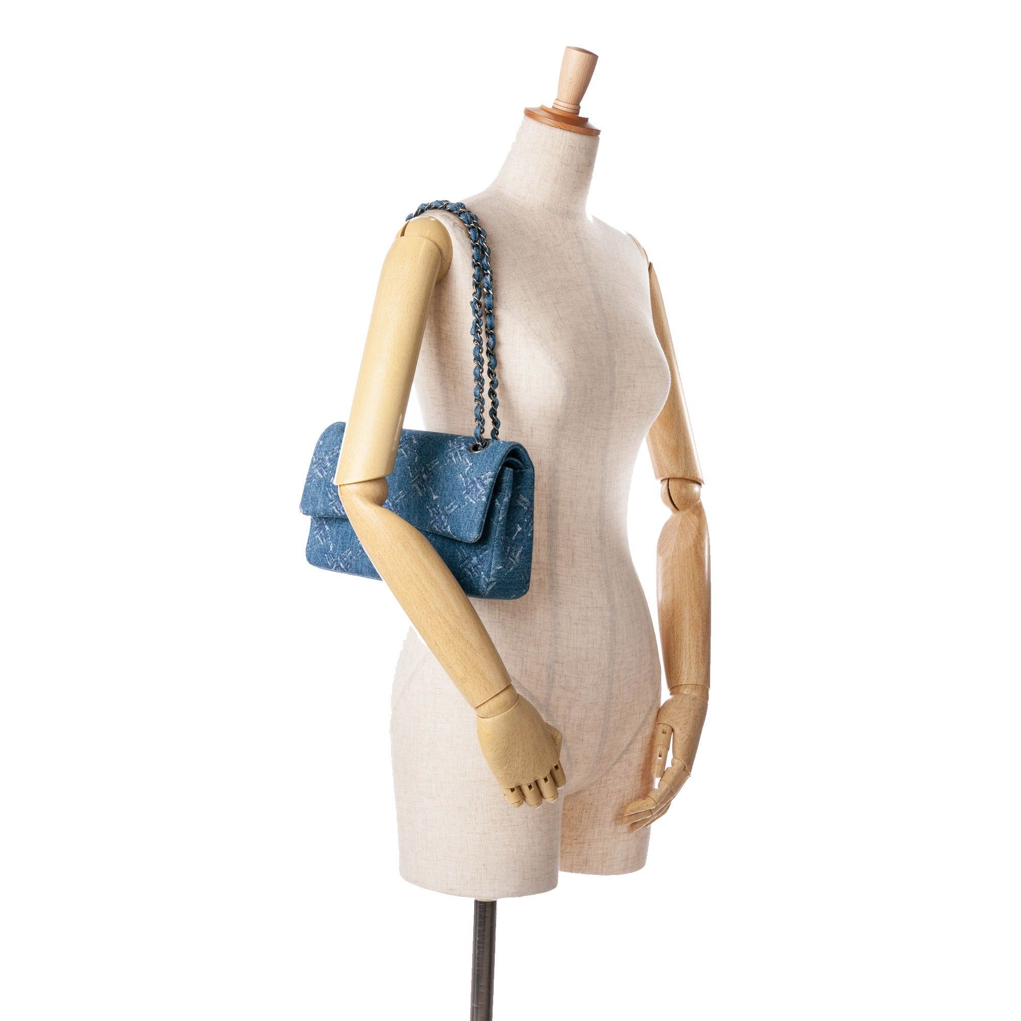 Chanel Chanel Medium Classic Printed Denim Double Flap Blue Size ONE SIZE - 11 Thumbnail