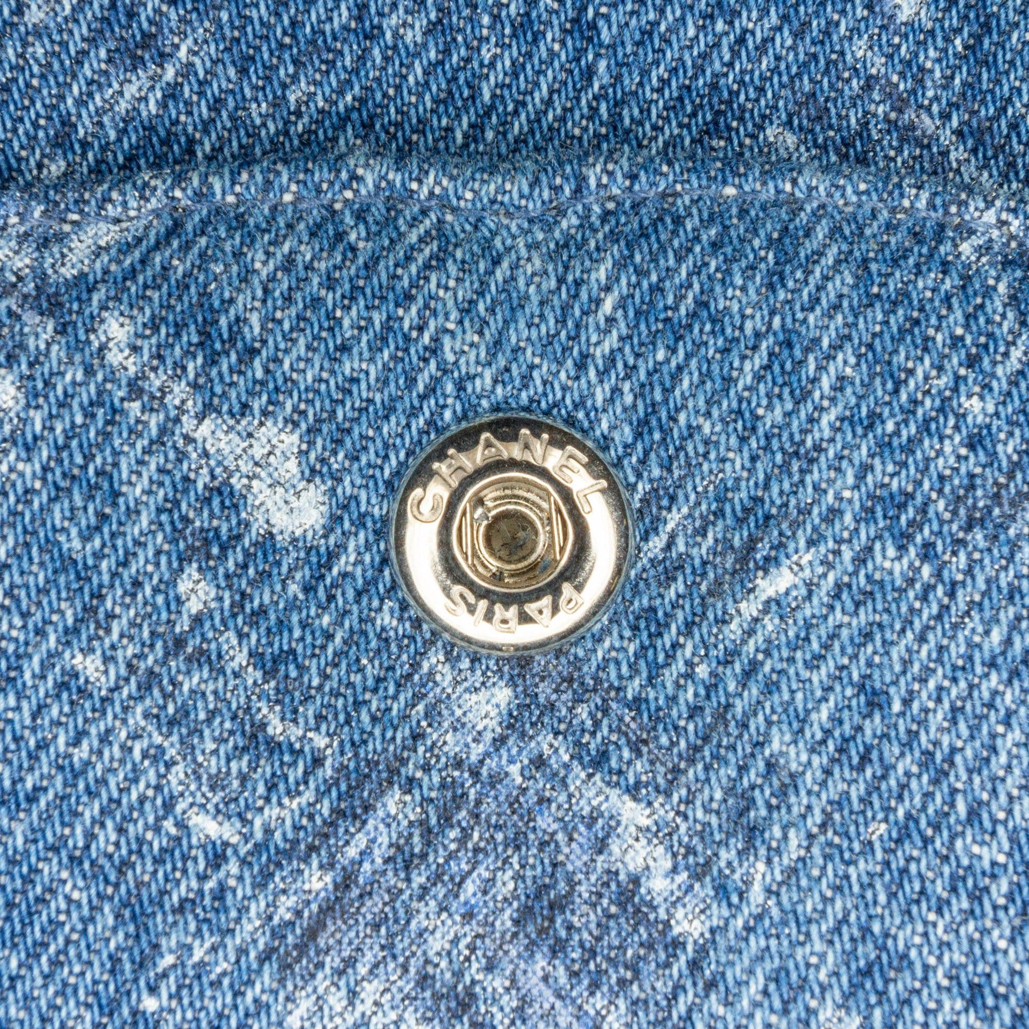 Chanel Chanel Medium Classic Printed Denim Double Flap Blue Size ONE SIZE - 8 Thumbnail