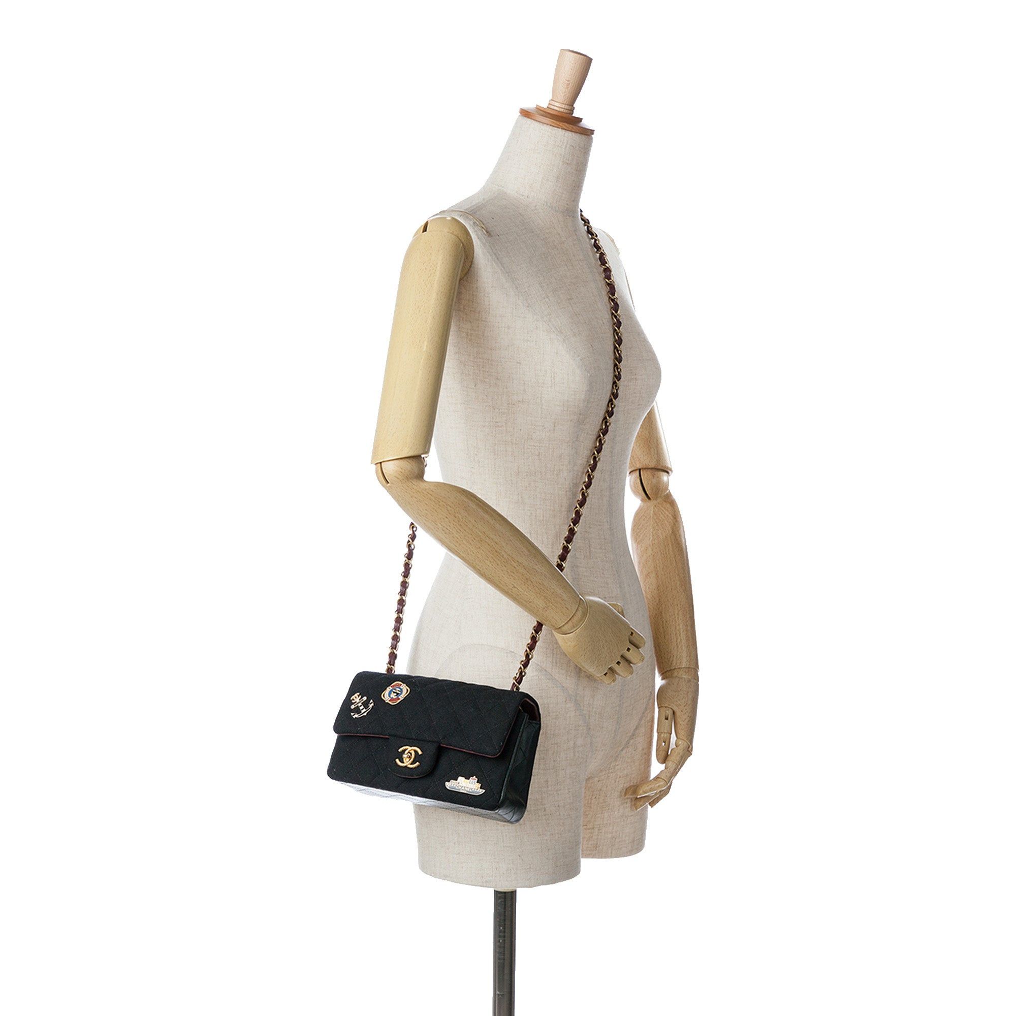 Chanel Chanel Mini Rectangular Felt Paris-Hamburg Charms Flap Black Size ONE SIZE - 8 Thumbnail