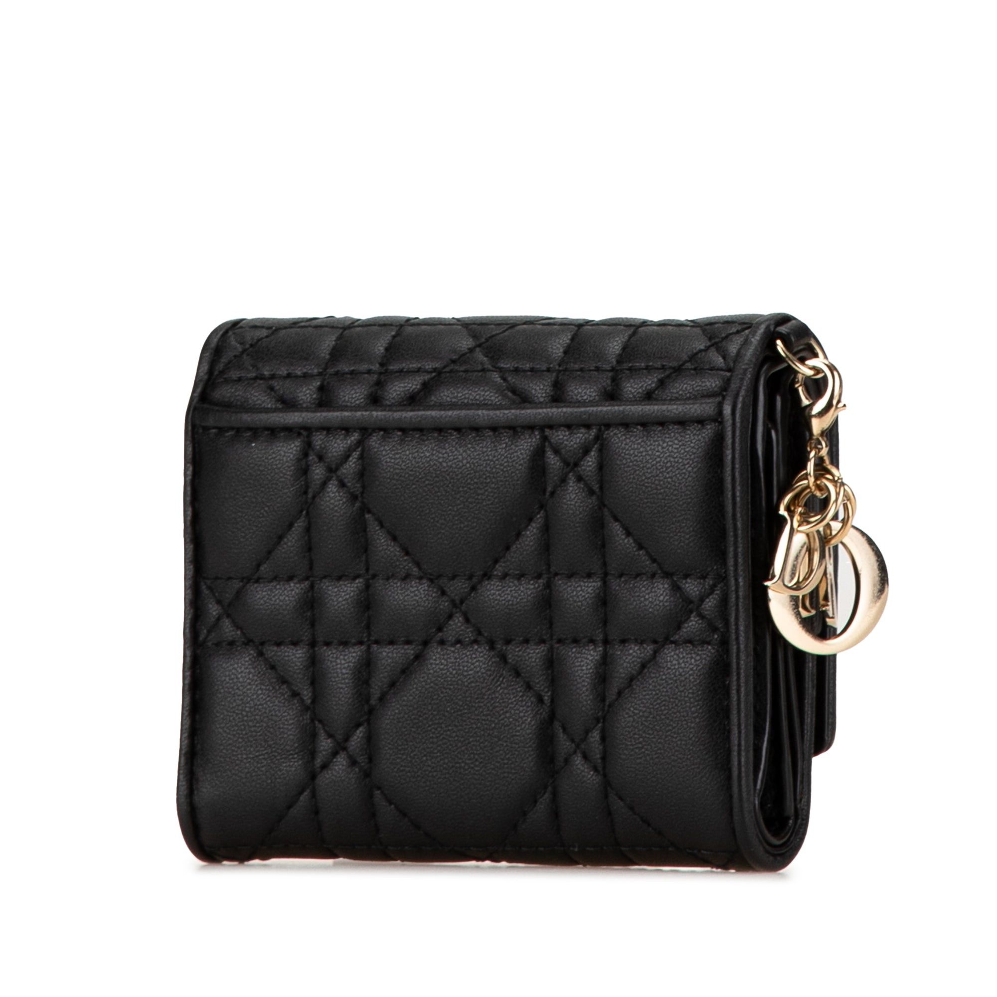 Dior Dior Lambskin Cannage Lady Dior Lotus Wallet Black Size ONE SIZE - 2 Thumbnail