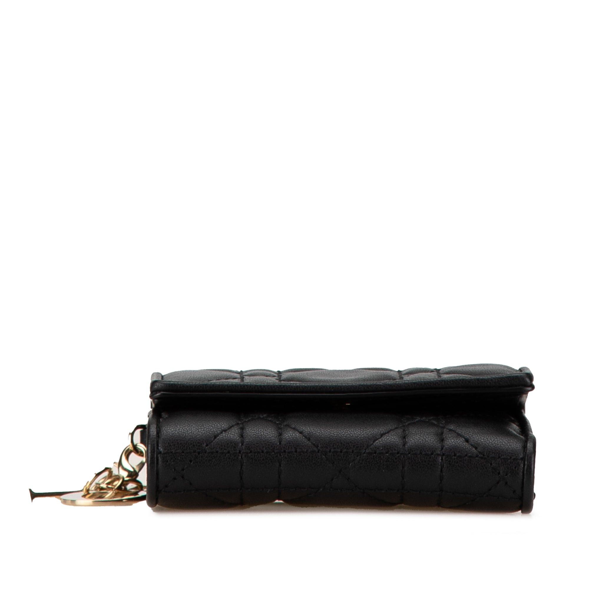 Dior Dior Lambskin Cannage Lady Dior Lotus Wallet Black Size ONE SIZE - 3 Thumbnail