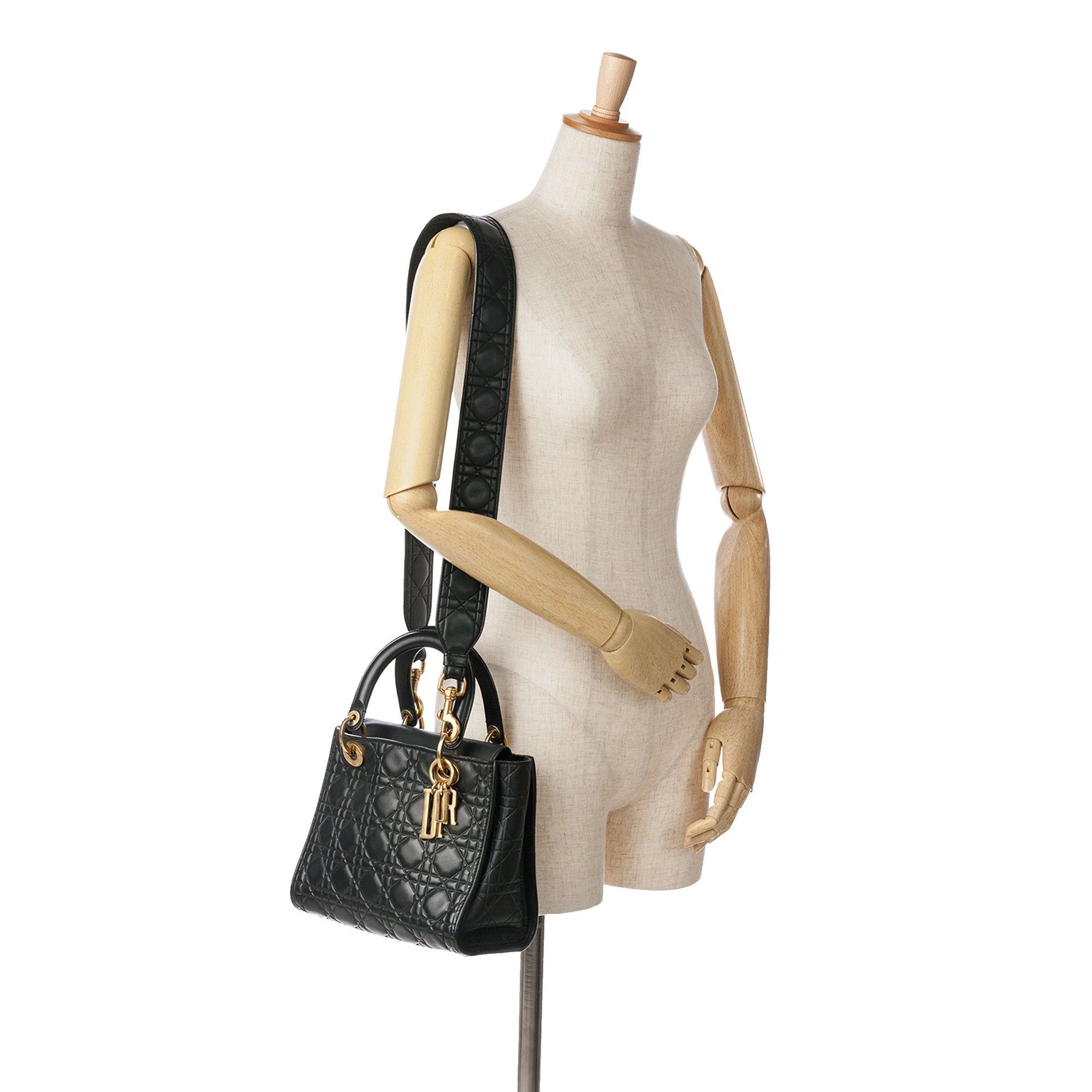 Dior Dior Medium Lambskin Cannage Supple Lady Dior Black Size ONE SIZE - 8 Thumbnail