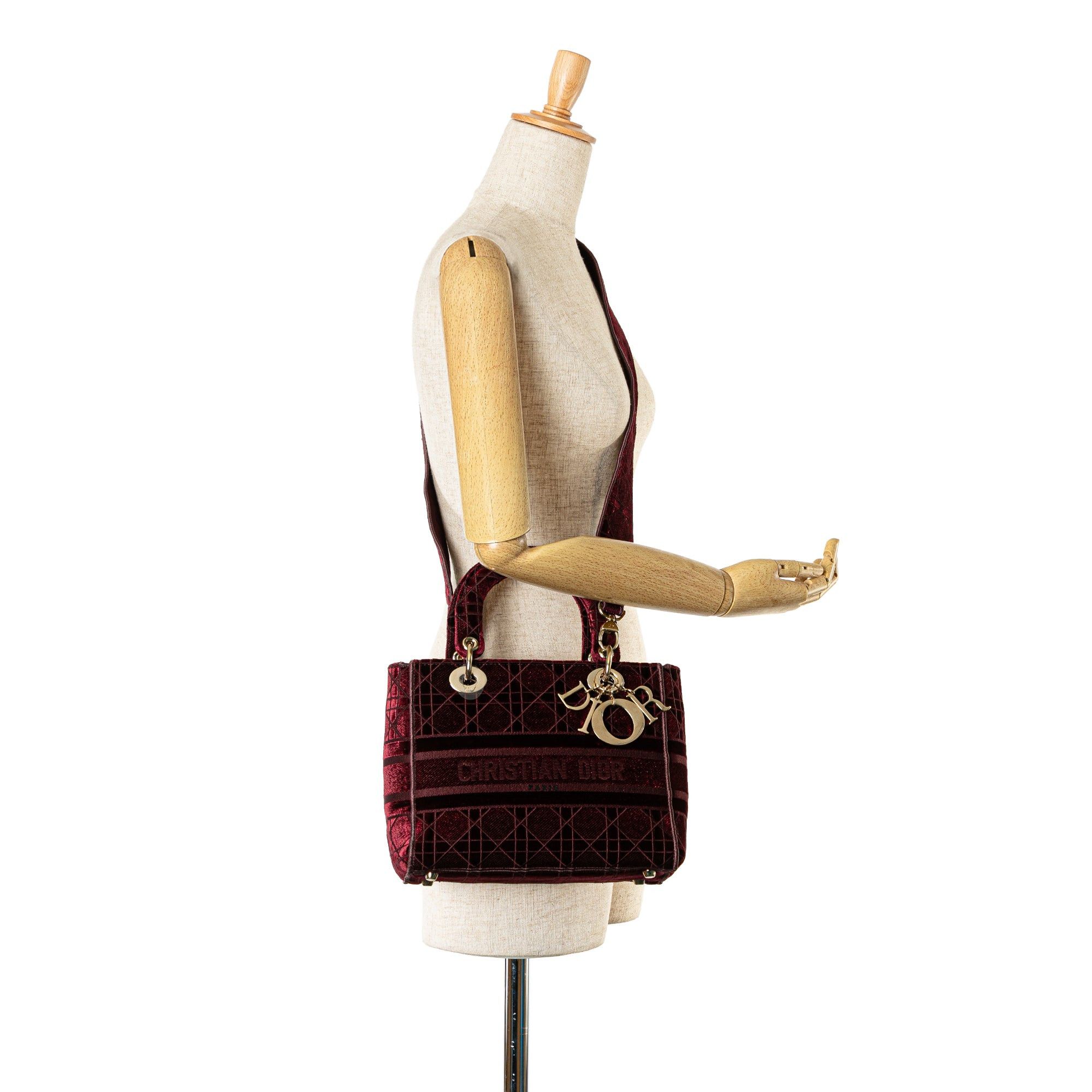 Dior Dior Medium Velvet Cannage Lady D Lite Red Size ONE SIZE - 7 Thumbnail