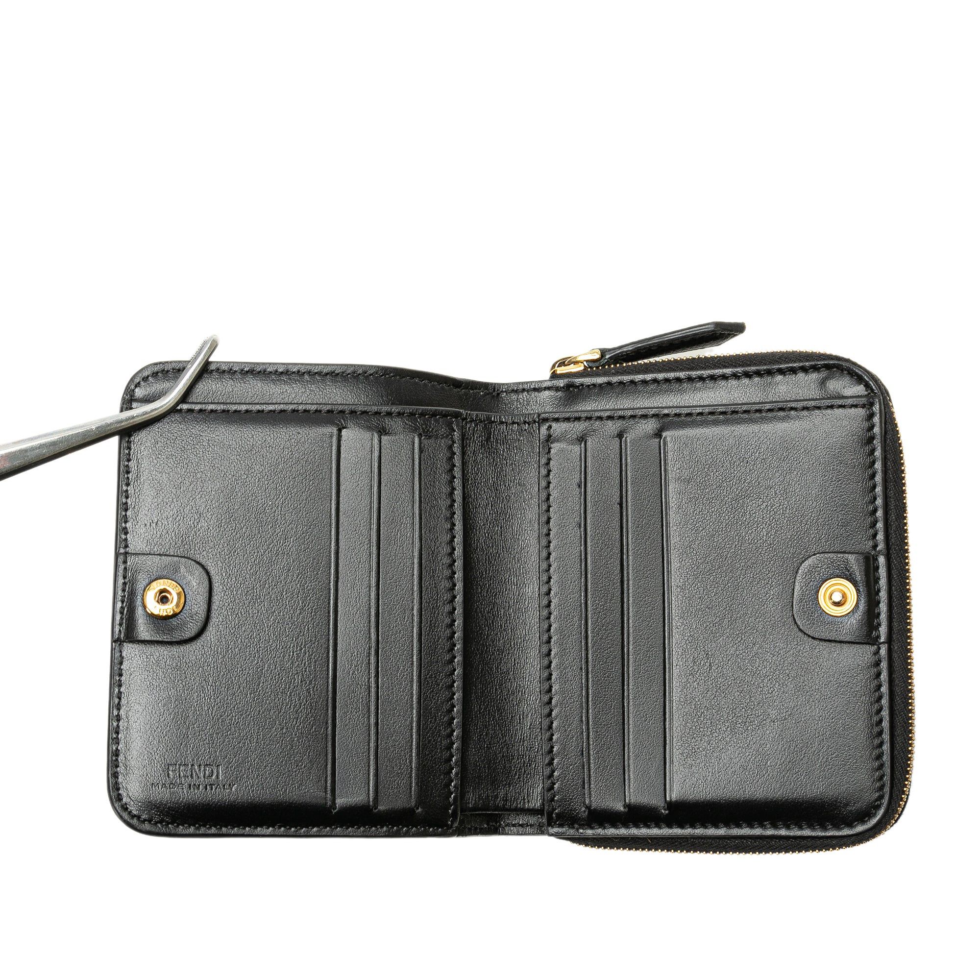 Fendi Fendi F Is Fendi Leather Zip Around Bifold Compact Wallet Black Size ONE SIZE - 7 Thumbnail
