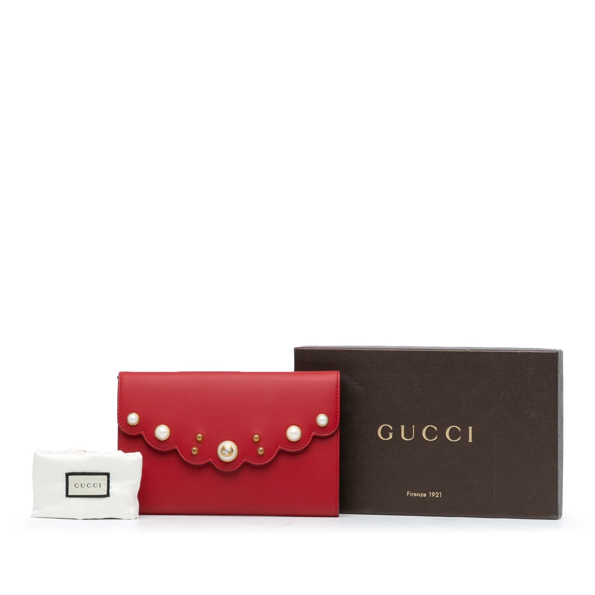 Gucci Gucci Leather Peony Pearly Wallet on Chain Red Size ONE SIZE - 8 Thumbnail