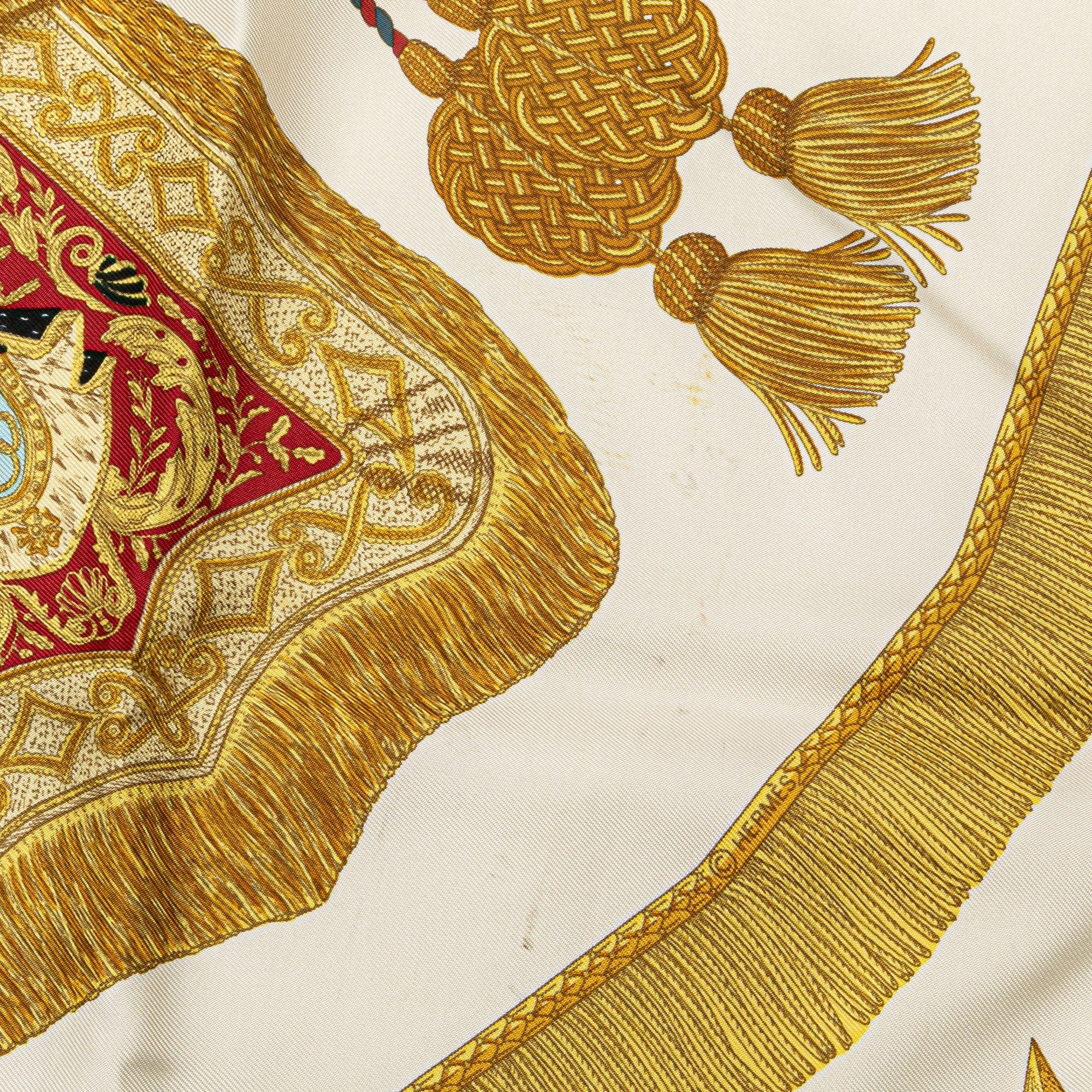 Hermes Hermès Poste et Cavalerie Silk Scarf White Size ONE SIZE - 5 Thumbnail