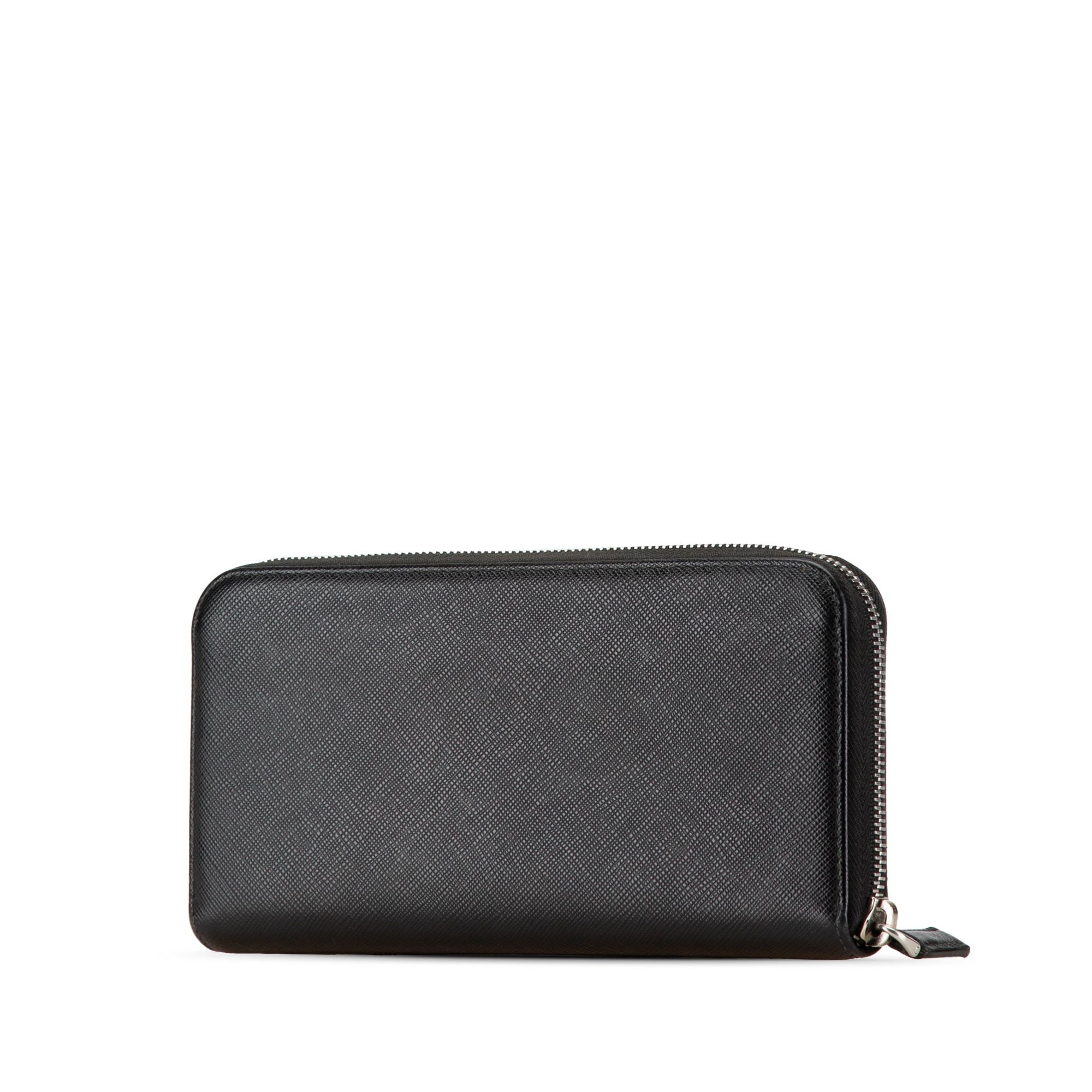 Prada Prada Saffiano Zip Around Wallet Black Size ONE SIZE - 2 Thumbnail