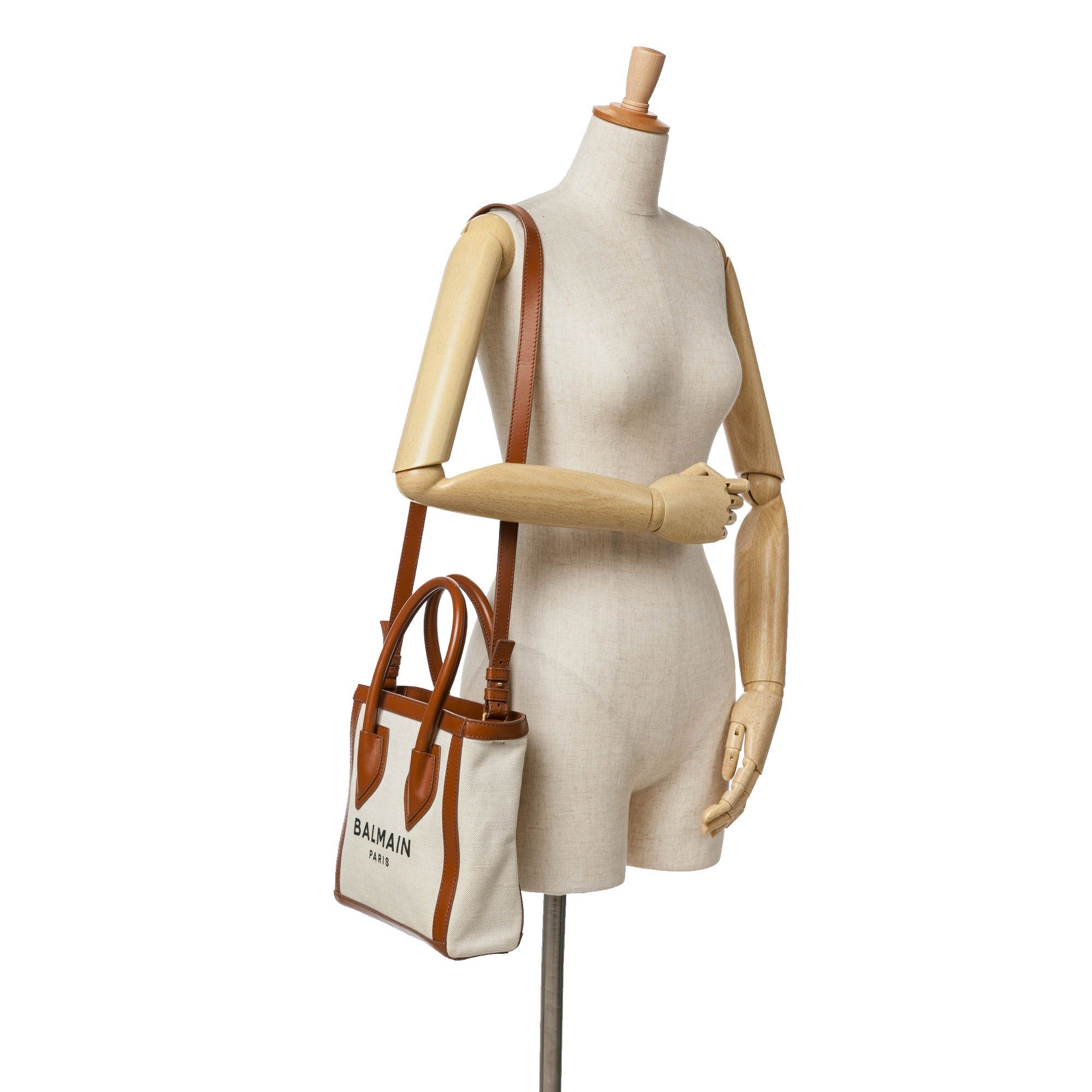 Balmain Balmain Canvas B-Army 24 Shopping Satchel Brown Size ONE SIZE - 9 Thumbnail