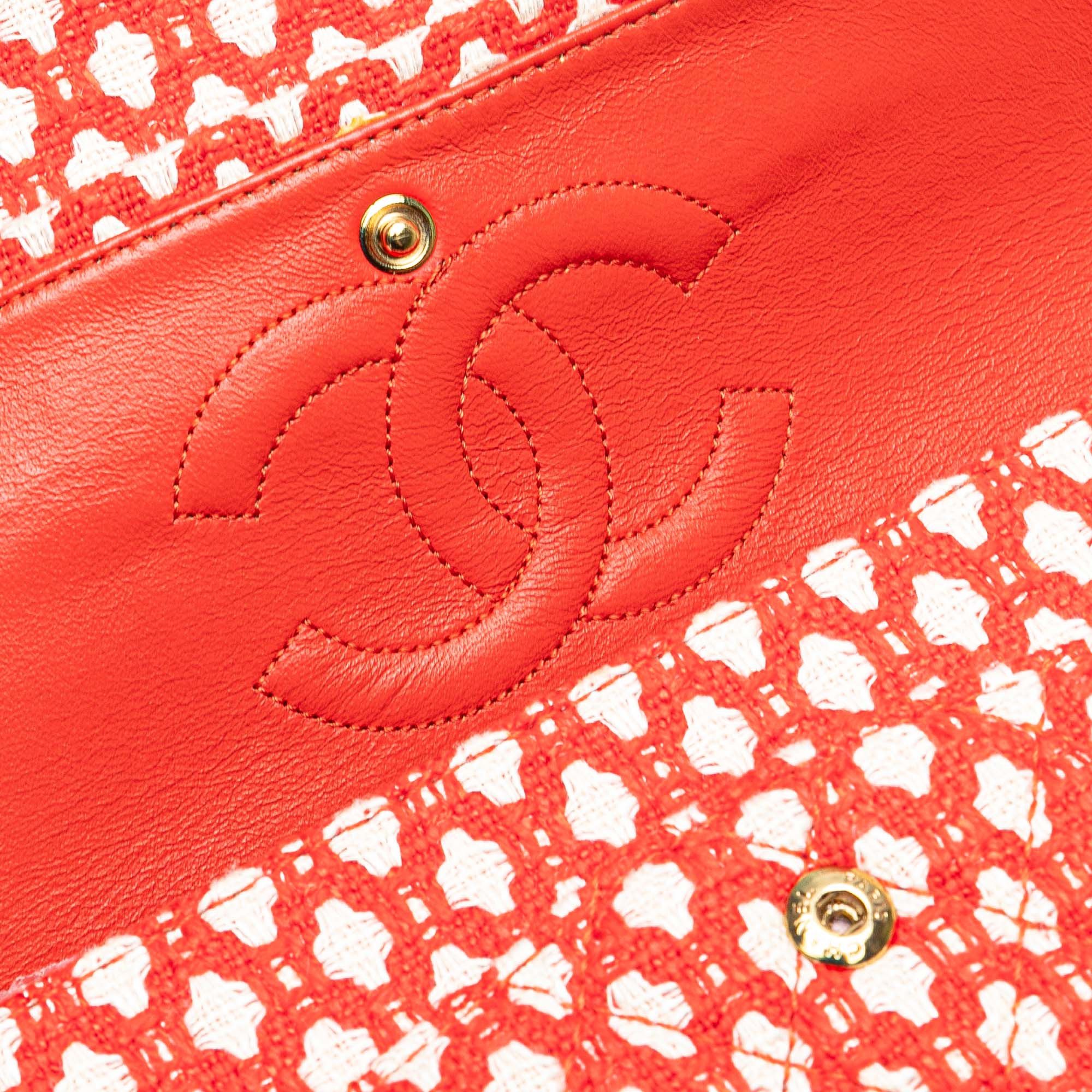 Chanel Chanel Jumbo Tweed Double Flap Red Size ONE SIZE - 9 Thumbnail