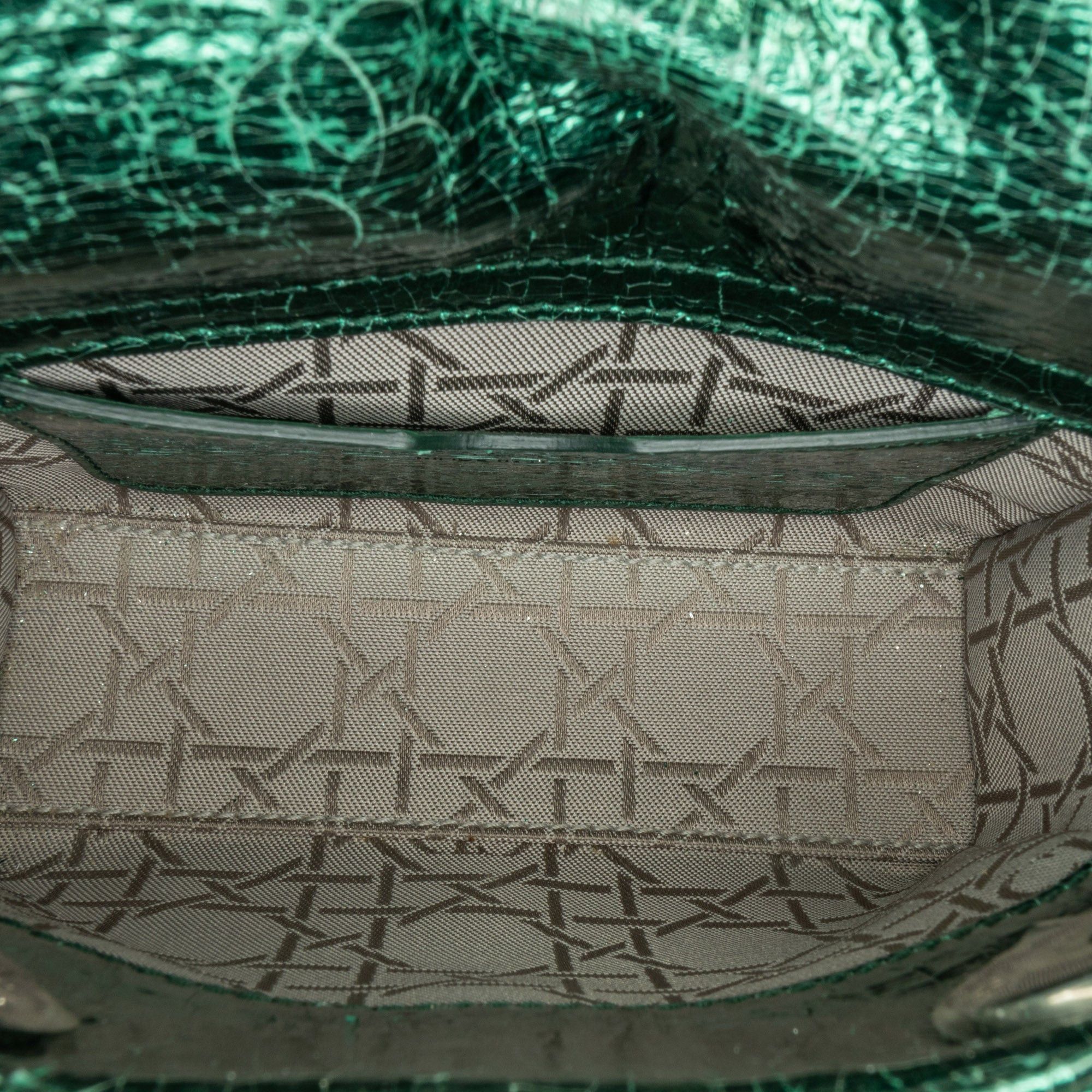 Dior Dior Micro Metallic Crinkled Calfskin Cannage Lady Dior Green Size ONE SIZE - 4 Thumbnail