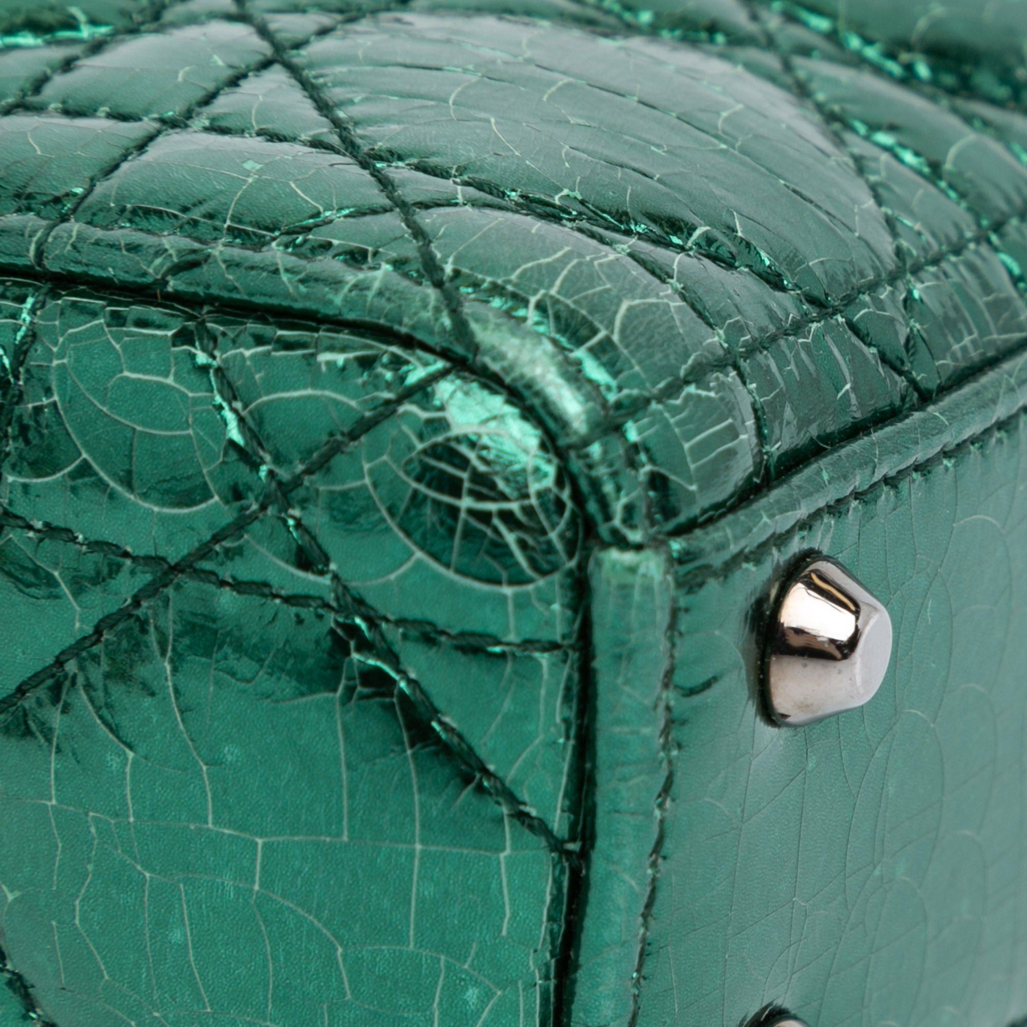 Dior Dior Micro Metallic Crinkled Calfskin Cannage Lady Dior Green Size ONE SIZE - 8 Thumbnail