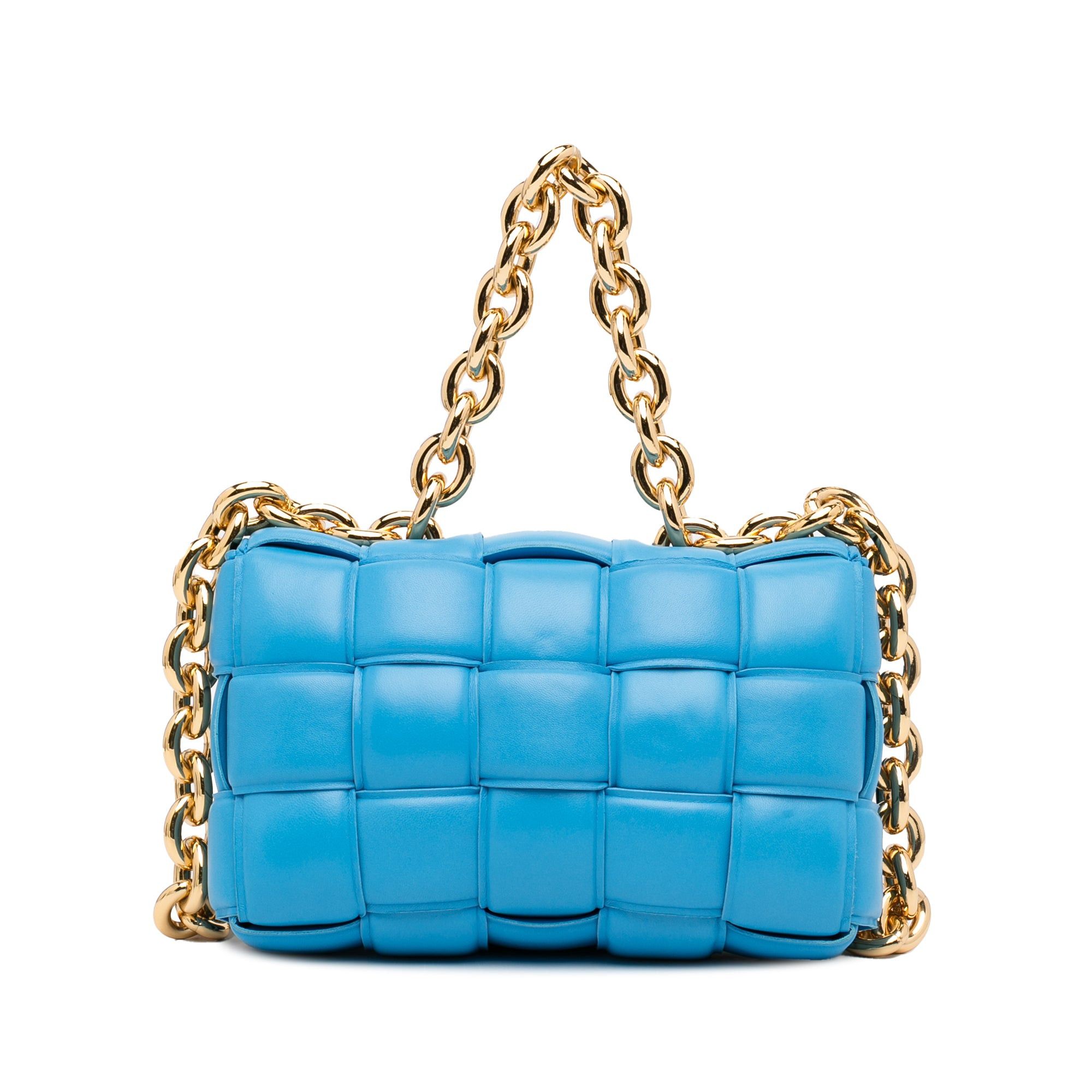 Bottega Veneta Bottega Veneta Nappa Intrecciato Padded Chain Cassette Satchel Blue Size ONE SIZE - 4 Thumbnail